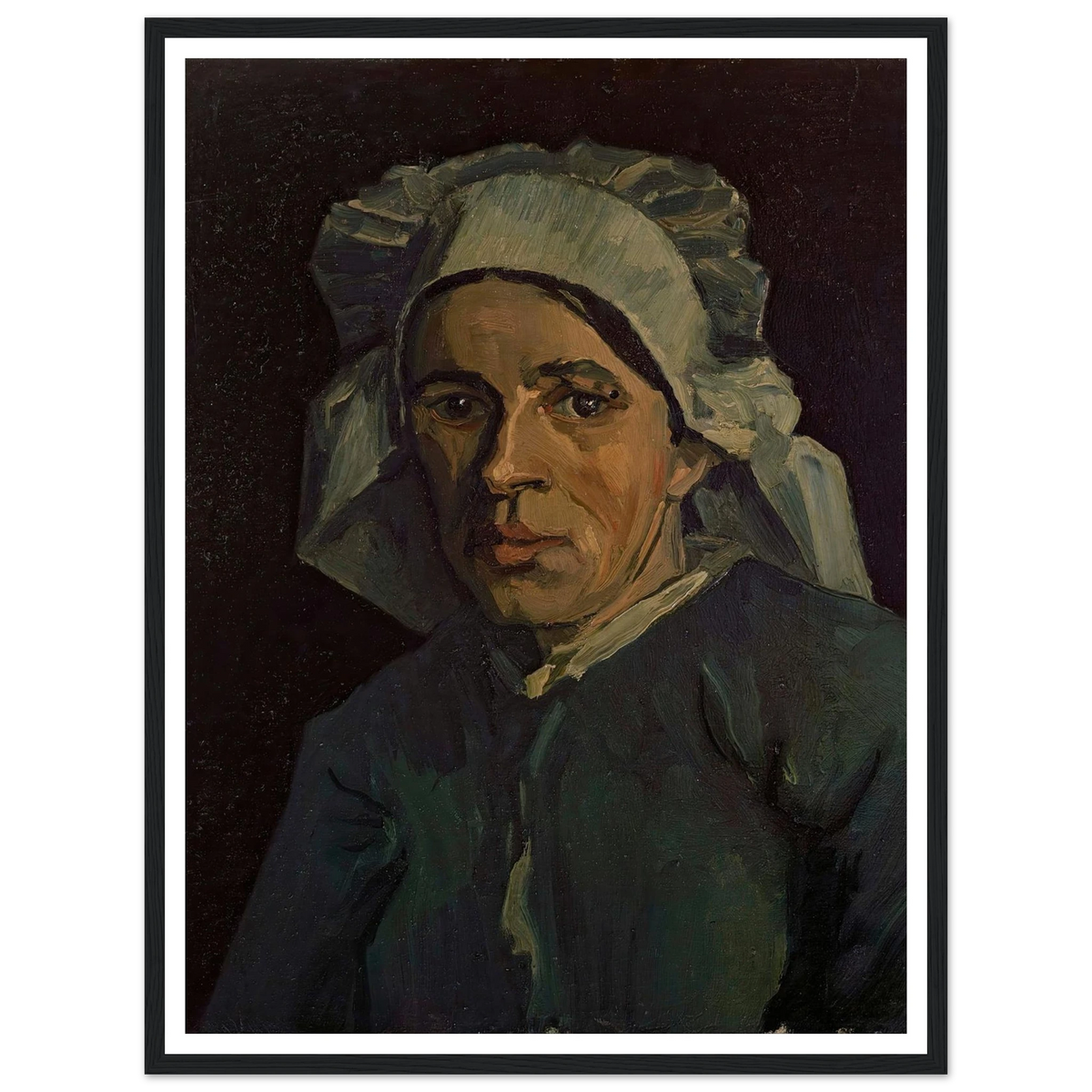 Head Of A Woman 2 Art Print | Vincent van Gogh - Framed Poster - 30x40 cm / 12x16″ - Black frame