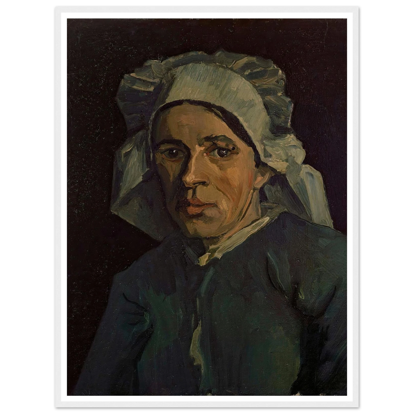 Head Of A Woman 2 Art Print | Vincent van Gogh - Framed Poster - 30x40 cm / 12x16″ - Black frame