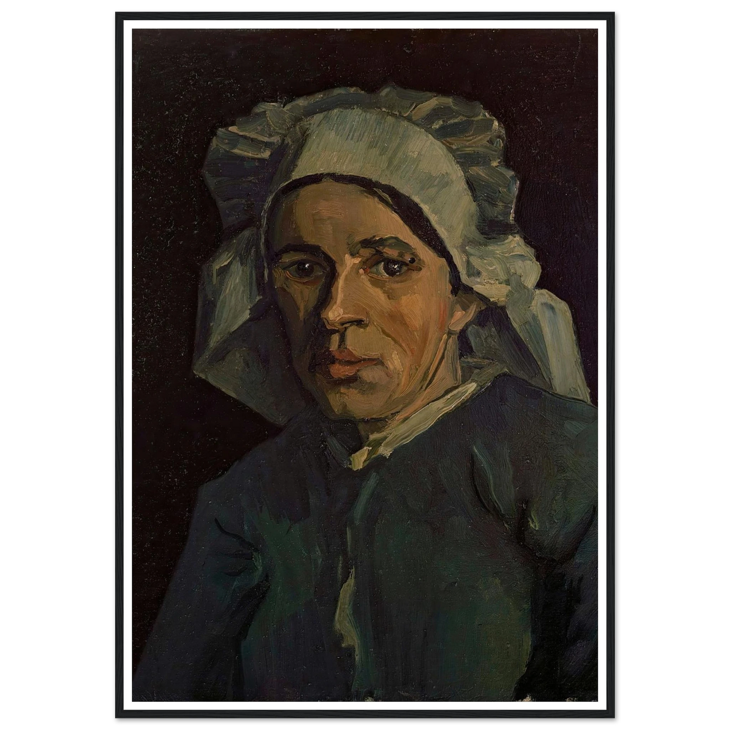Head Of A Woman 2 Art Print | Vincent van Gogh - Framed Poster - 30x40 cm / 12x16″ - Black frame