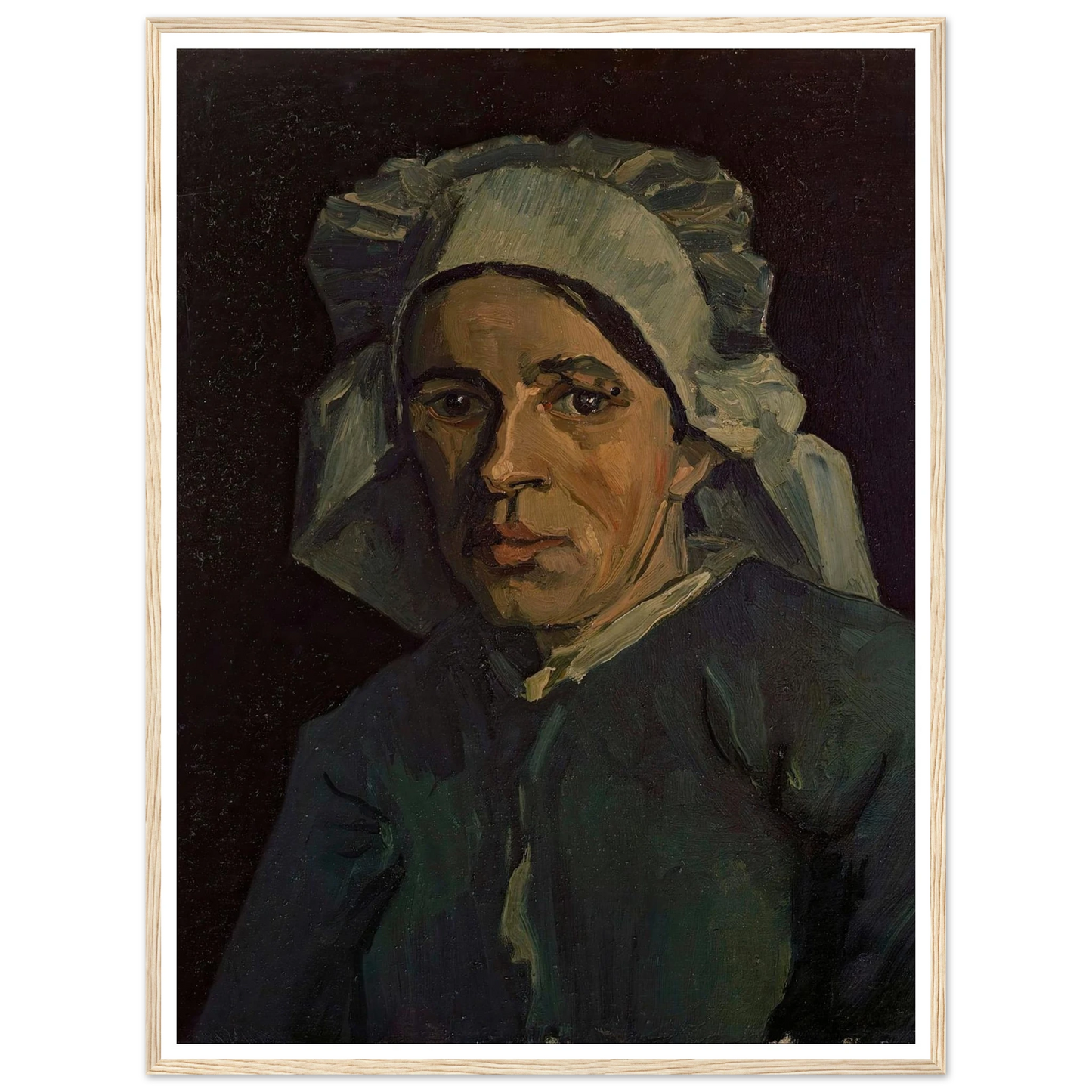 Head Of A Woman 2 Art Print | Vincent van Gogh - Framed Poster - 30x40 cm / 12x16″ - Black frame