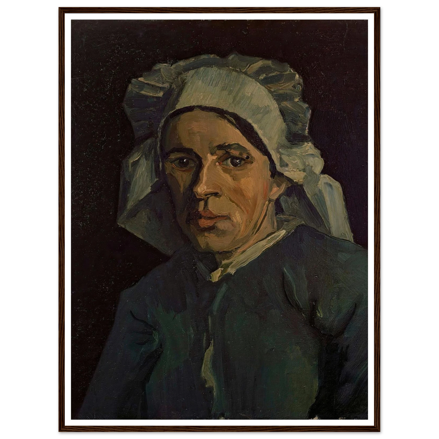 Head Of A Woman 2 Art Print | Vincent van Gogh - Framed Poster - 30x40 cm / 12x16″ - Black frame
