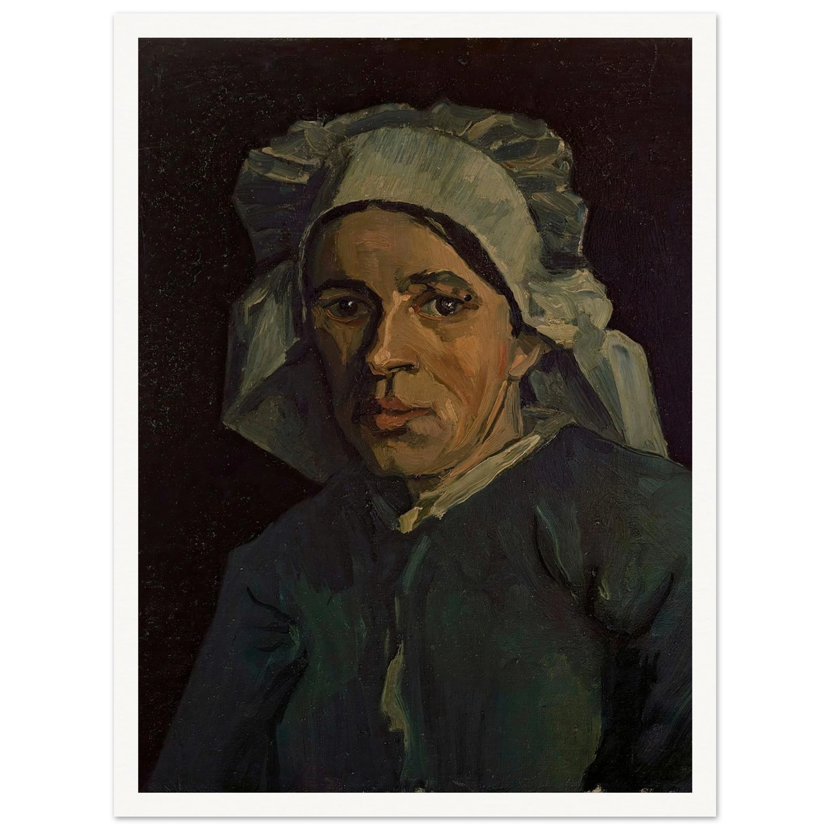 Head Of A Woman 2 Art Print | Vincent van Gogh - Framed Poster - 30x40 cm / 12x16″ - Black frame