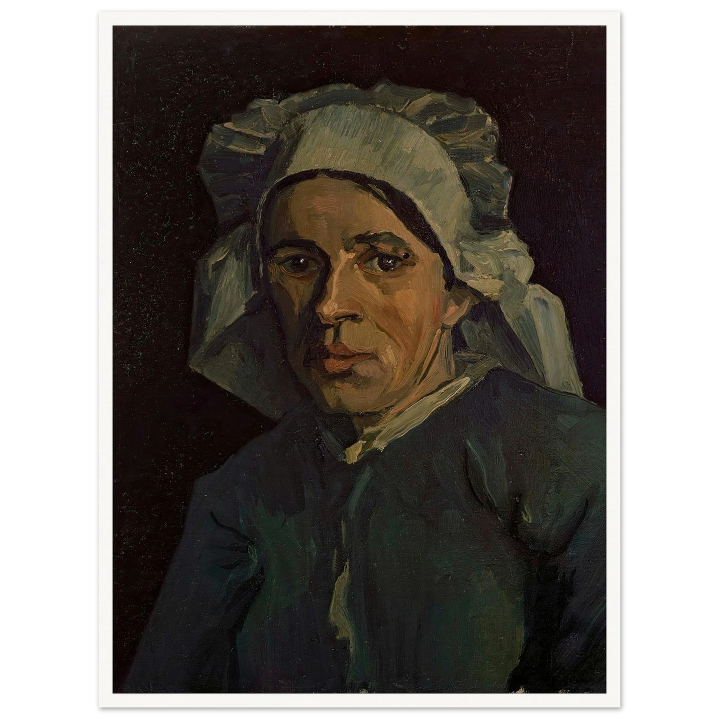 Head Of A Woman 2 Art Print | Vincent van Gogh - Framed Poster - 30x40 cm / 12x16″ - Black frame