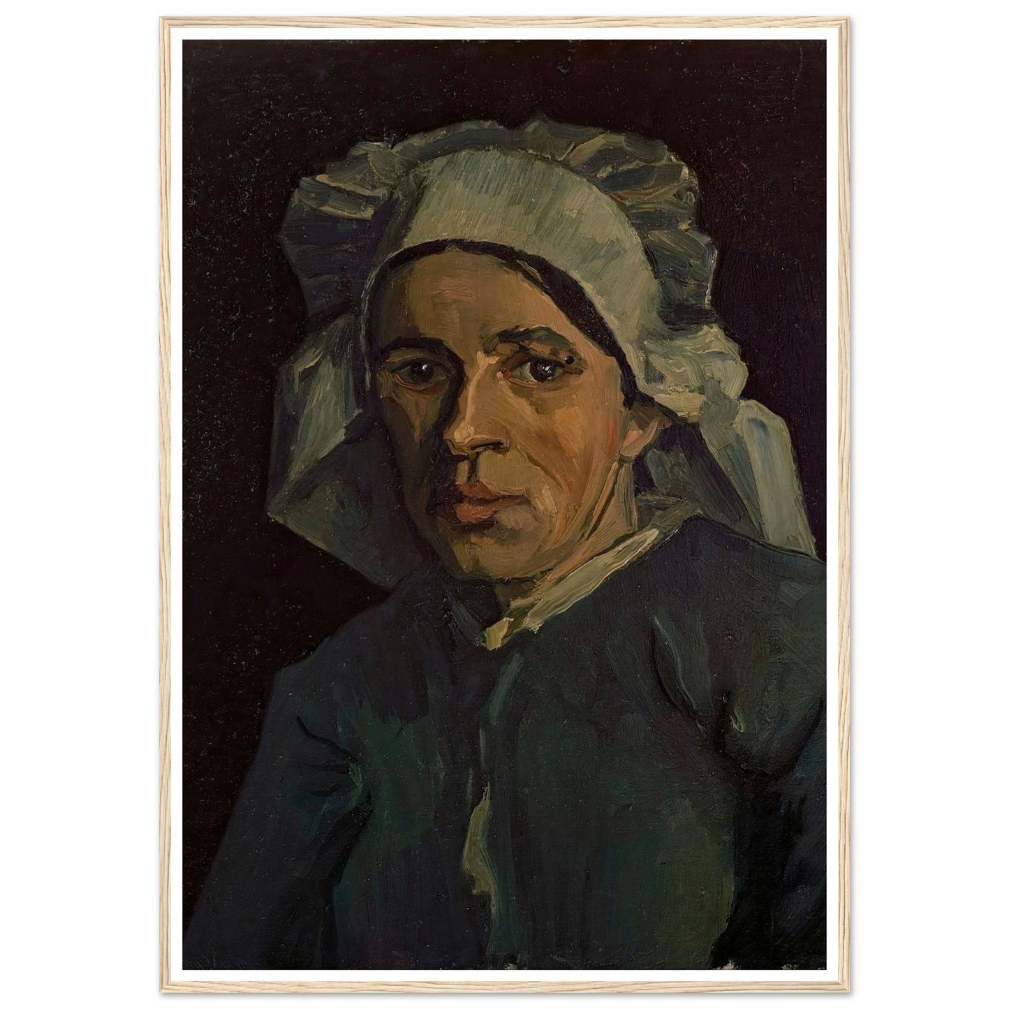 Head Of A Woman 2 Art Print | Vincent van Gogh - Framed Poster - 30x40 cm / 12x16″ - Black frame