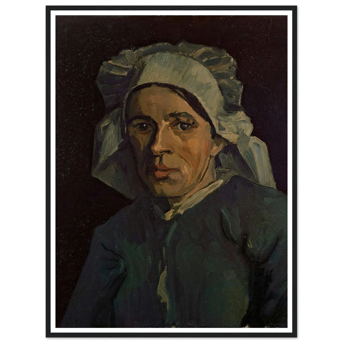 Head Of A Woman 2 Art Print | Vincent van Gogh - Framed Poster - 30x40 cm / 12x16″ - Black frame