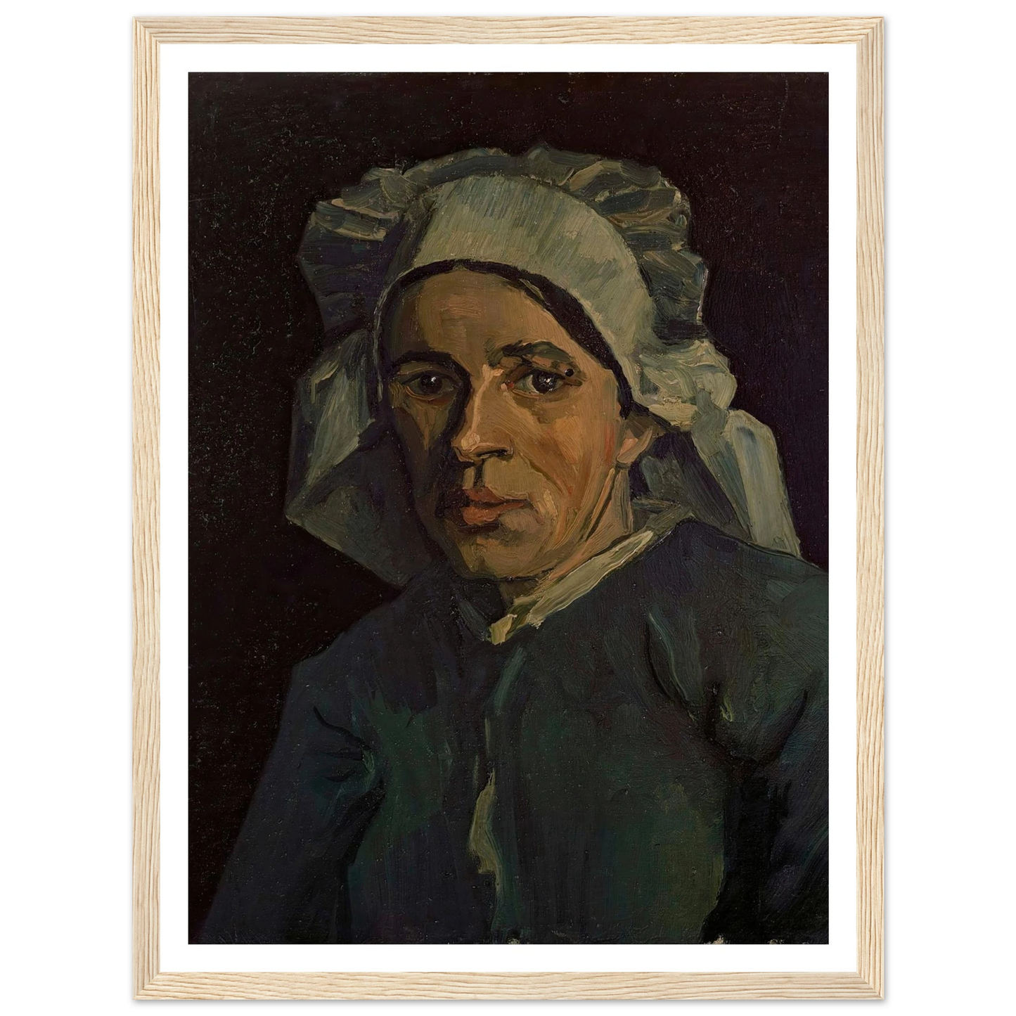 Head Of A Woman 2 Art Print | Vincent van Gogh - Framed Poster - 30x40 cm / 12x16″ - Black frame