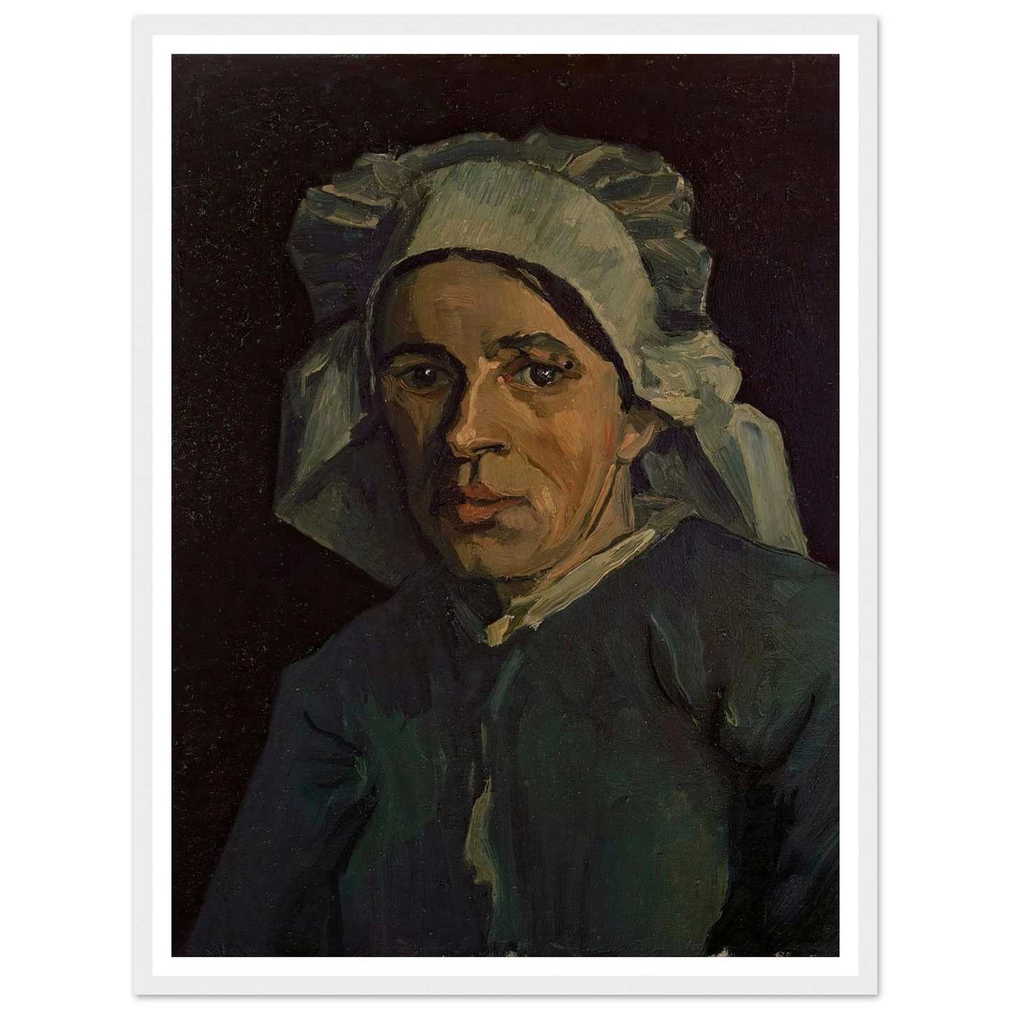 Head Of A Woman 2 Art Print | Vincent van Gogh - Framed Poster - 30x40 cm / 12x16″ - Black frame