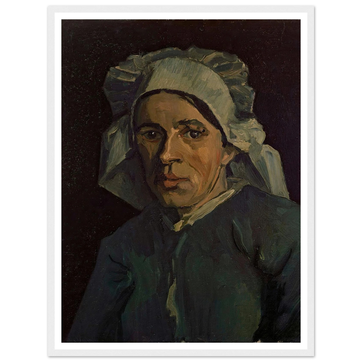 Head Of A Woman 2 Art Print | Vincent van Gogh - Framed Poster - 30x40 cm / 12x16″ - Black frame