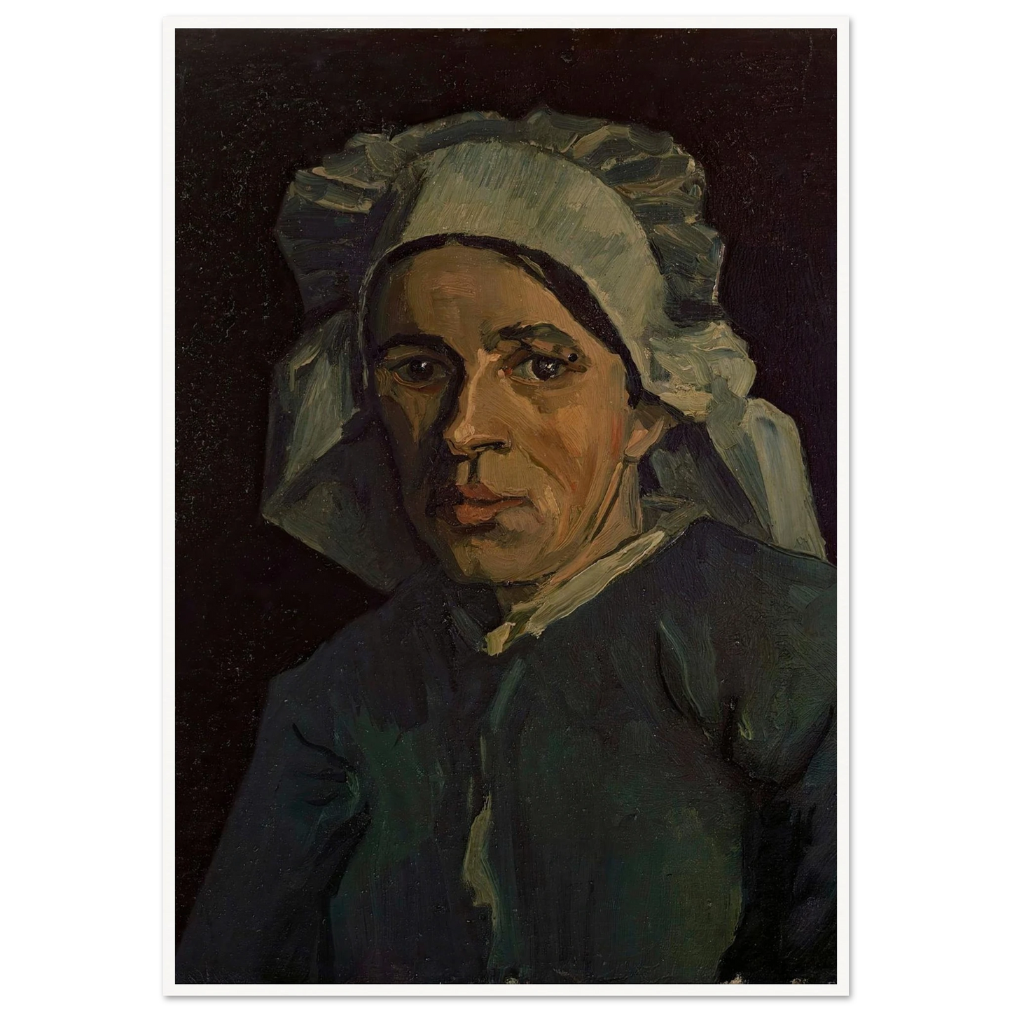 Head Of A Woman 2 Art Print | Vincent van Gogh - Framed Poster - 30x40 cm / 12x16″ - Black frame