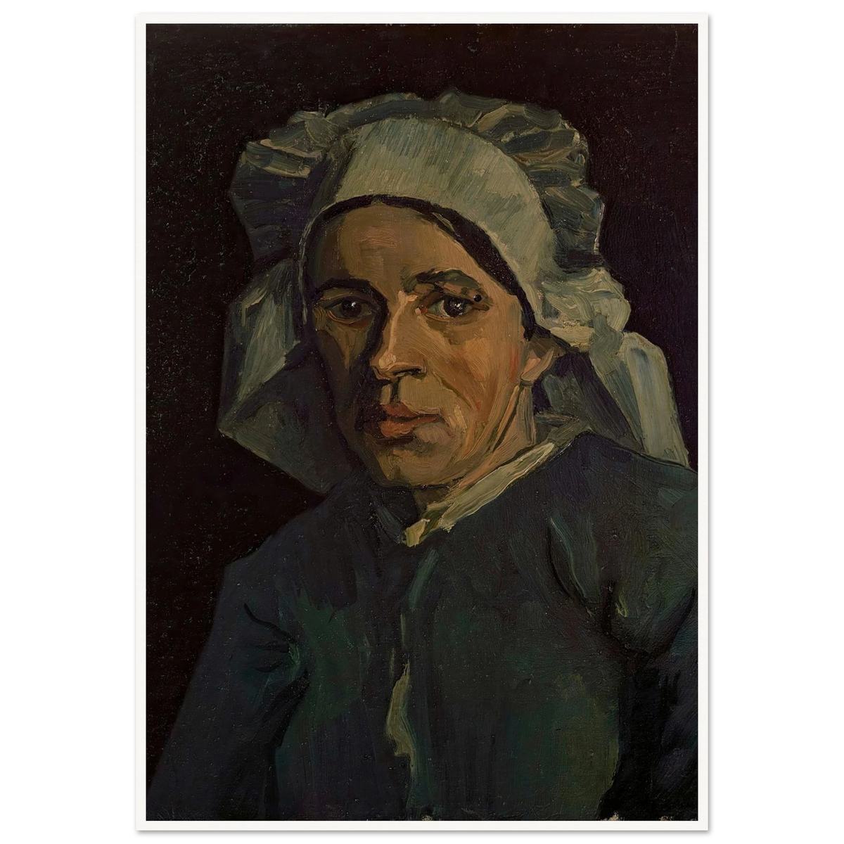 Head Of A Woman 2 Art Print | Vincent van Gogh - Framed Poster - 30x40 cm / 12x16″ - Black frame