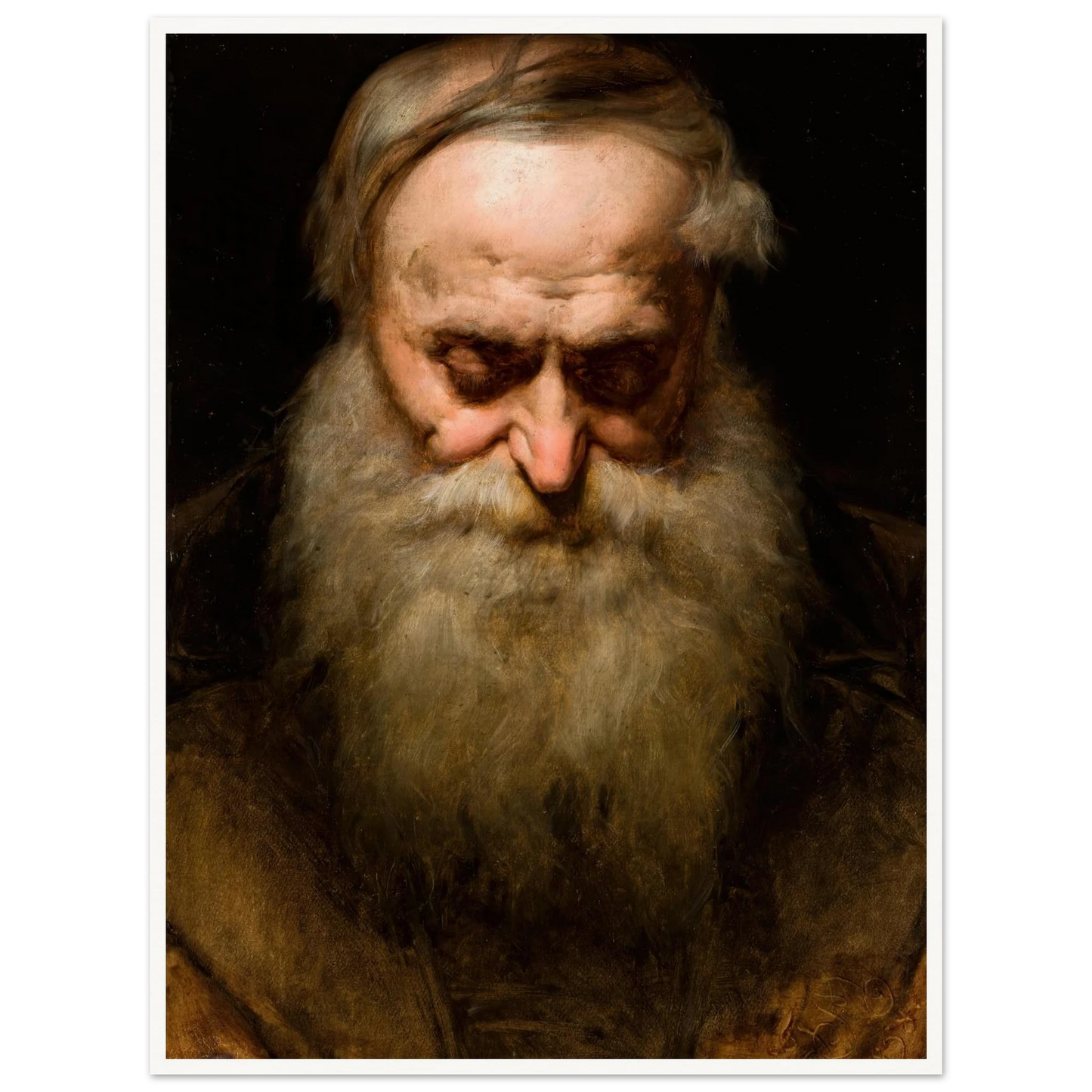 Head of an Old Man with a Grey Beard (1858) Art Print | Jan Matejko - Framed Poster - 30x40 cm / 12x16″ - Black frame