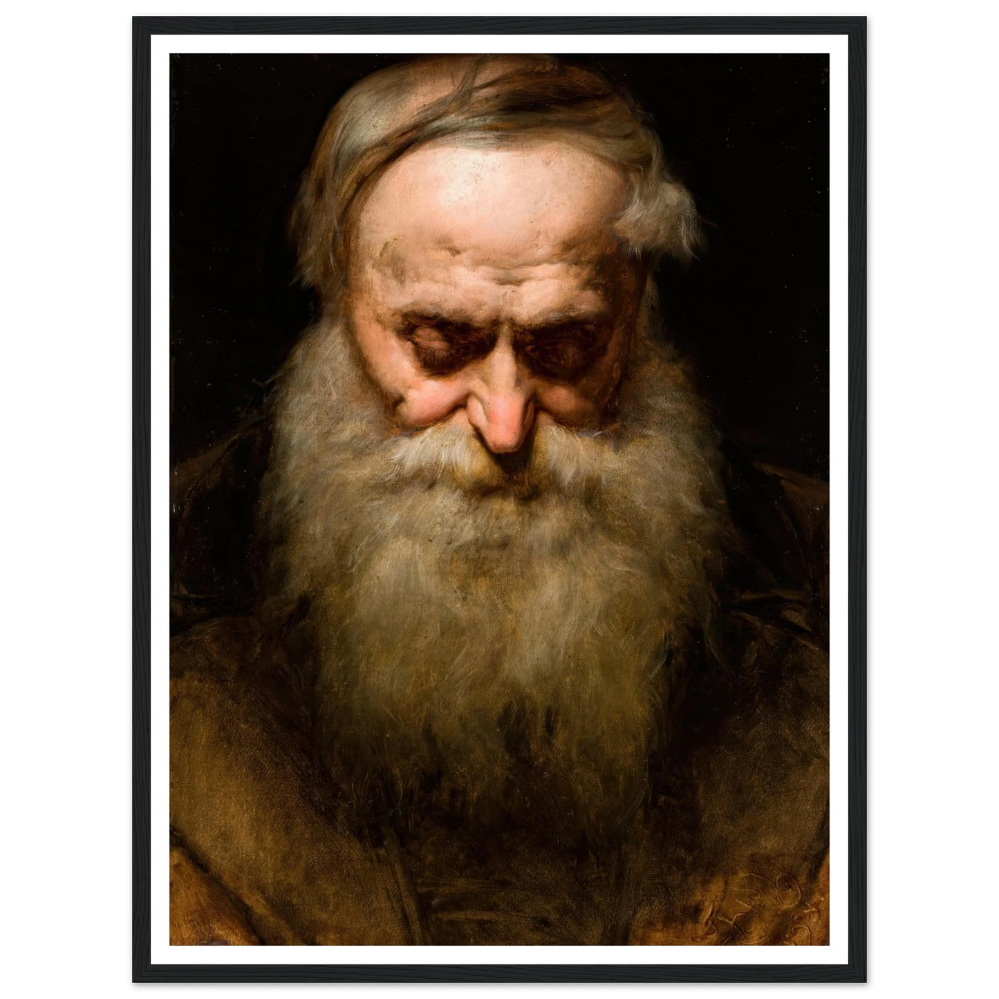Head of an Old Man with a Grey Beard (1858) Art Print | Jan Matejko - Framed Poster - 30x40 cm / 12x16″ - Black frame