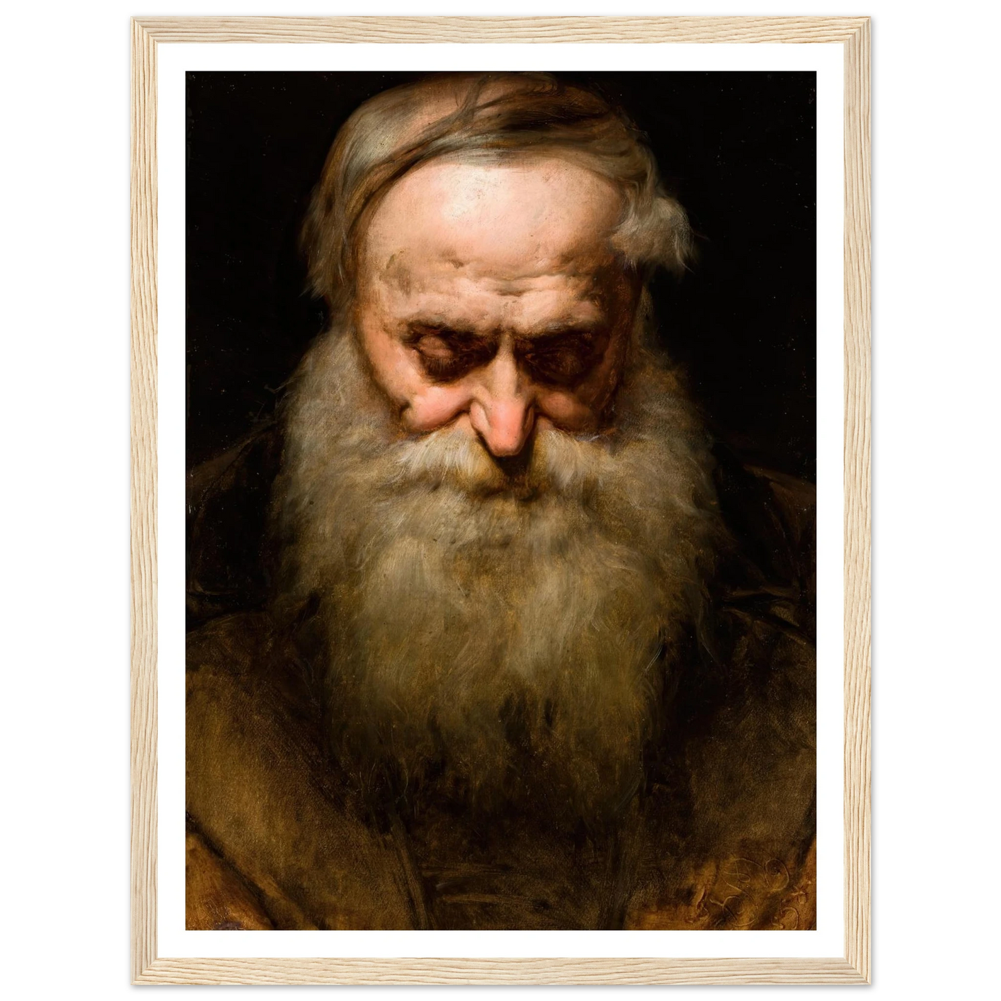 Head of an Old Man with a Grey Beard (1858) Art Print | Jan Matejko - Framed Poster - 30x40 cm / 12x16″ - Black frame