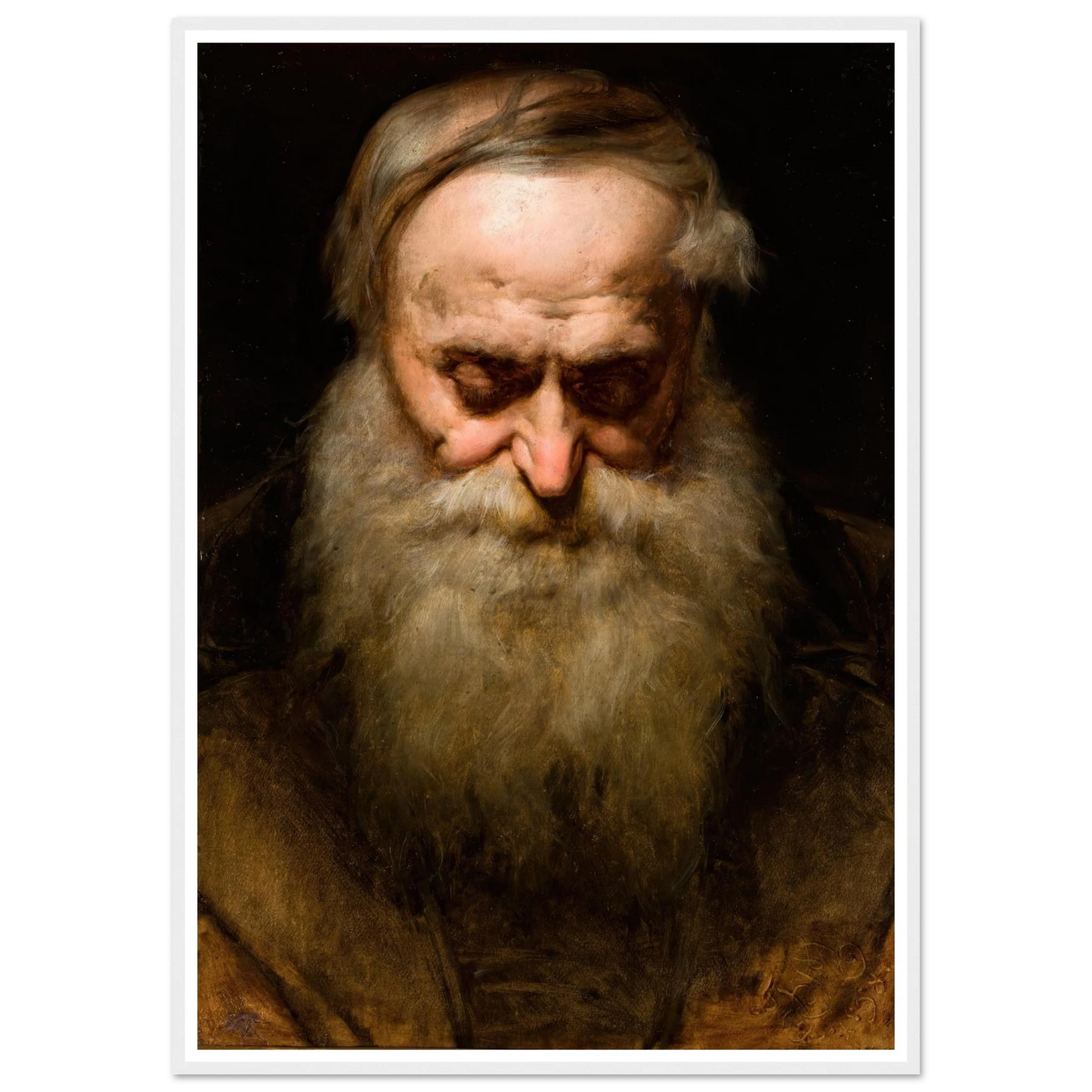 Head of an Old Man with a Grey Beard (1858) Art Print | Jan Matejko - Framed Poster - 30x40 cm / 12x16″ - Black frame