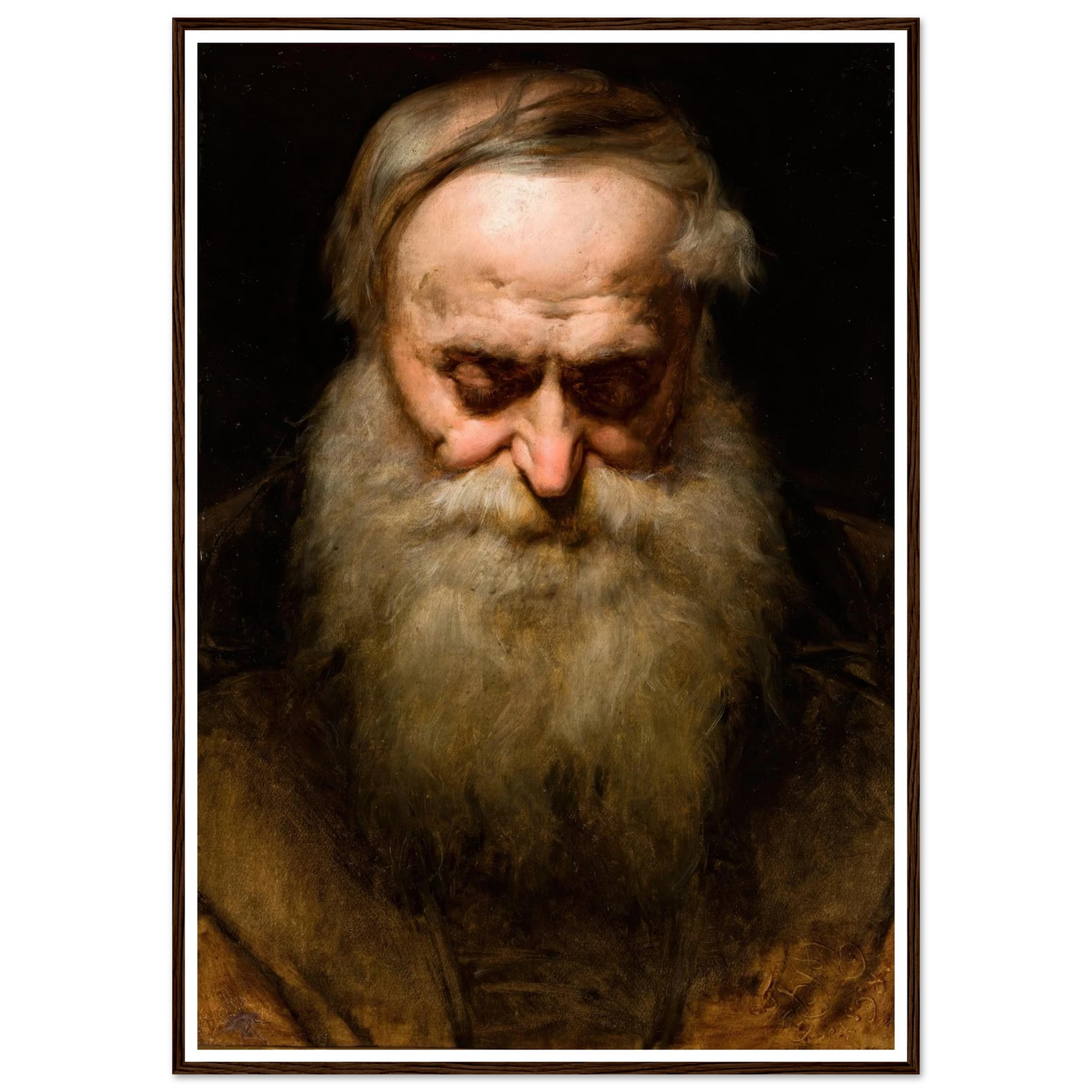 Head of an Old Man with a Grey Beard (1858) Art Print | Jan Matejko - Framed Poster - 30x40 cm / 12x16″ - Black frame