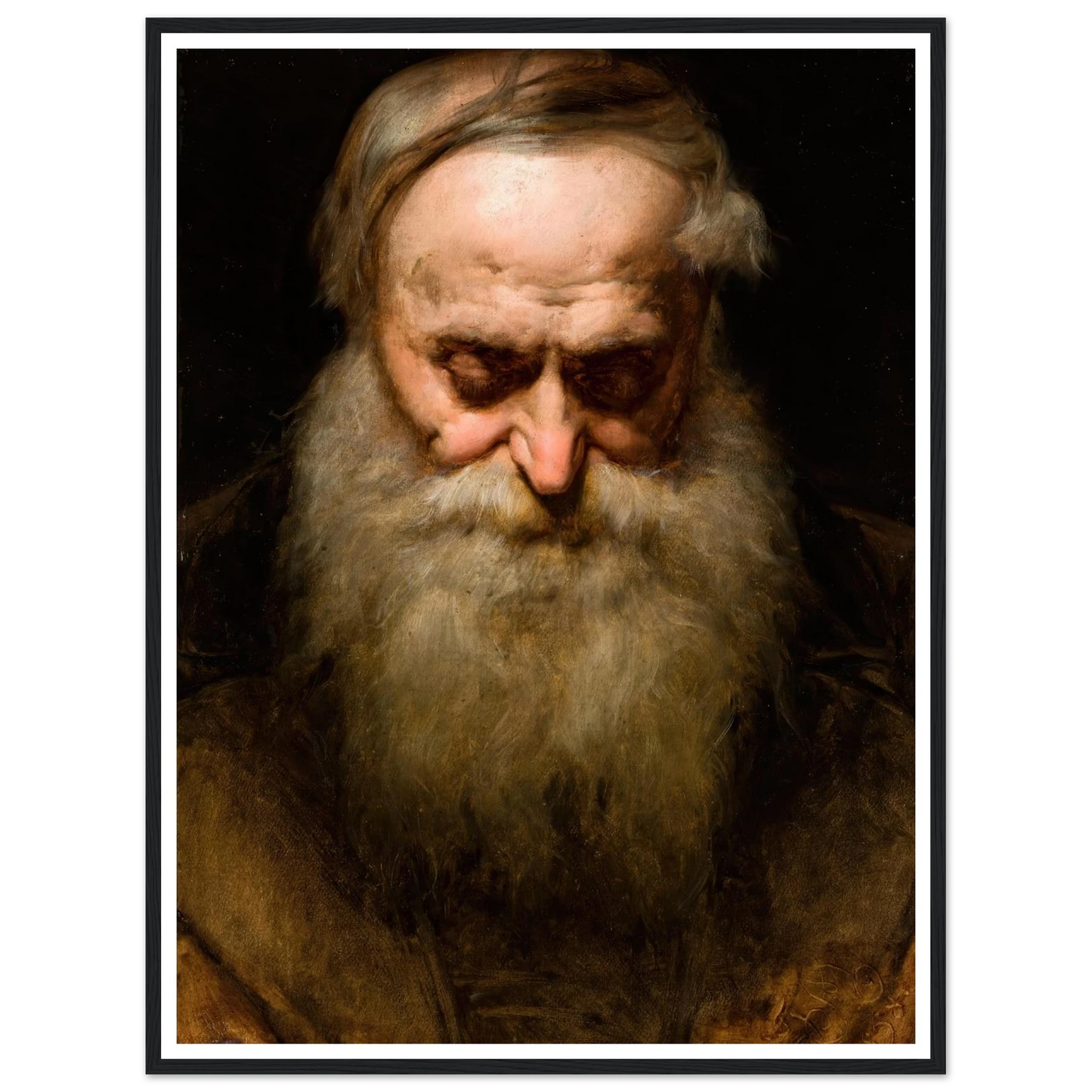 Head of an Old Man with a Grey Beard (1858) Art Print | Jan Matejko - Framed Poster - 30x40 cm / 12x16″ - Black frame