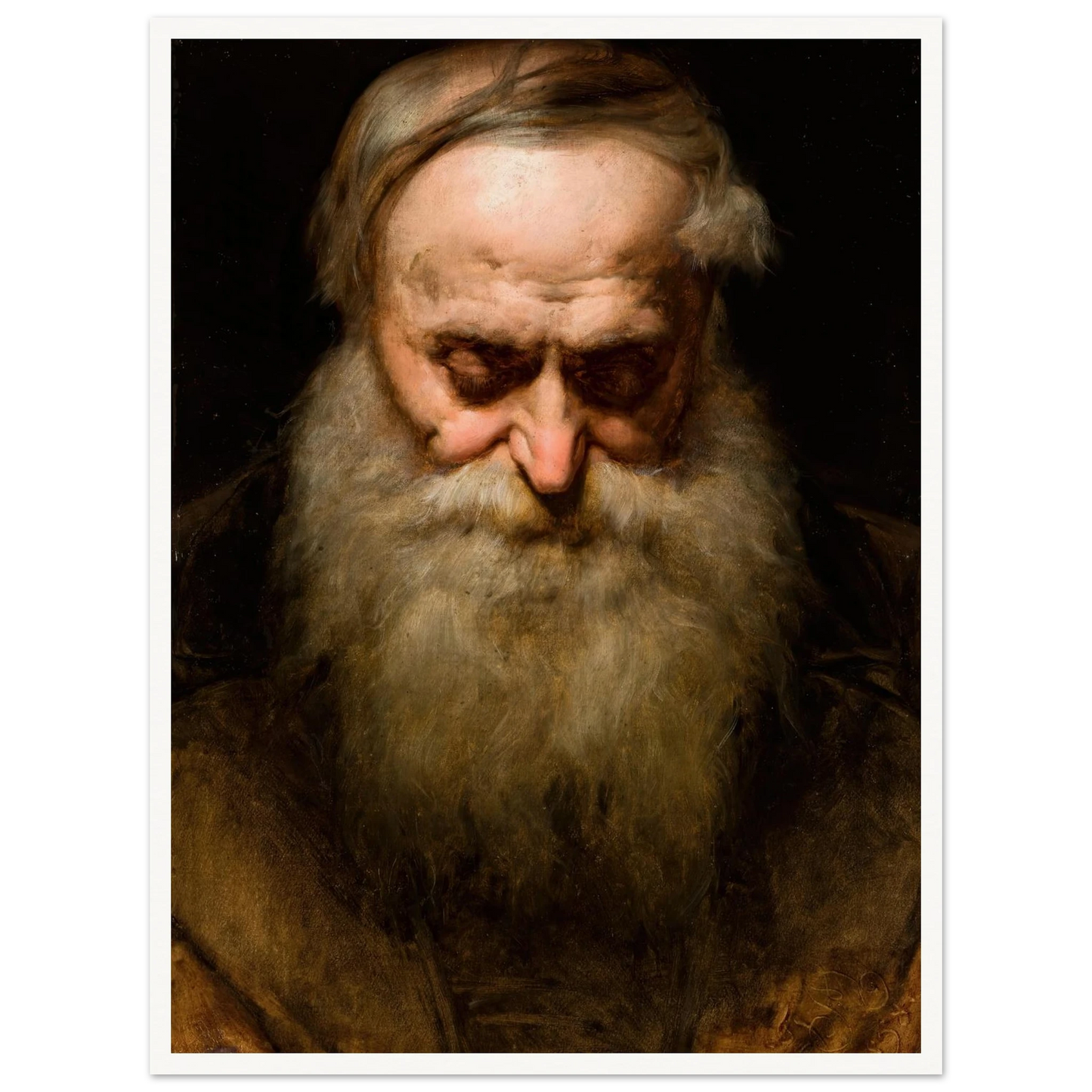 Head of an Old Man with a Grey Beard (1858) Art Print | Jan Matejko - Framed Poster - 30x40 cm / 12x16″ - Black frame