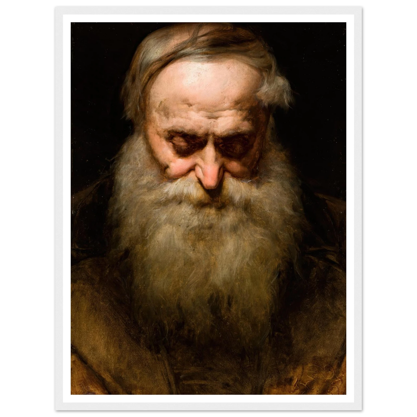 Head of an Old Man with a Grey Beard (1858) Art Print | Jan Matejko - Framed Poster - 30x40 cm / 12x16″ - Black frame
