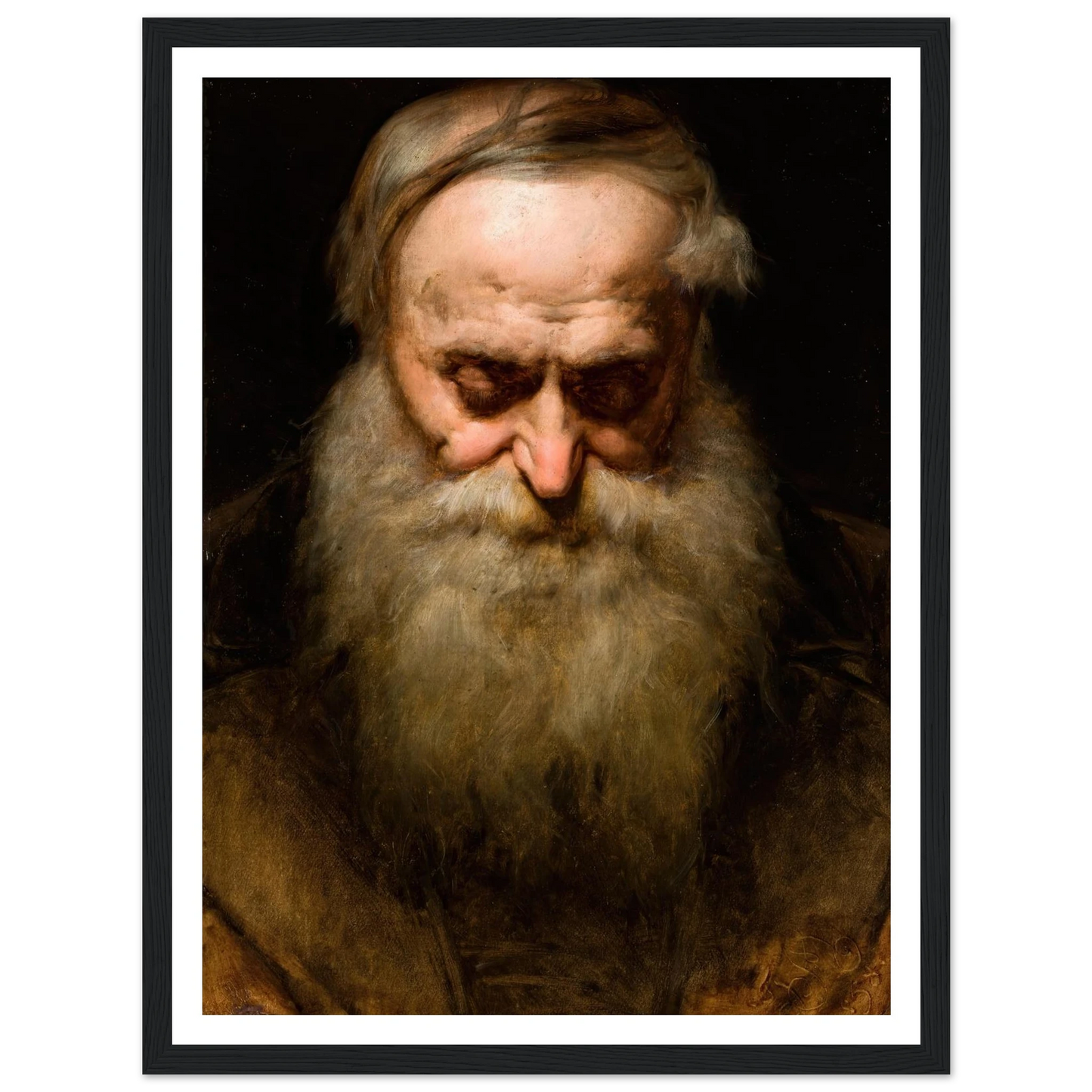 Head of an Old Man with a Grey Beard (1858) Art Print | Jan Matejko - Framed Poster - 30x40 cm / 12x16″ - Black frame