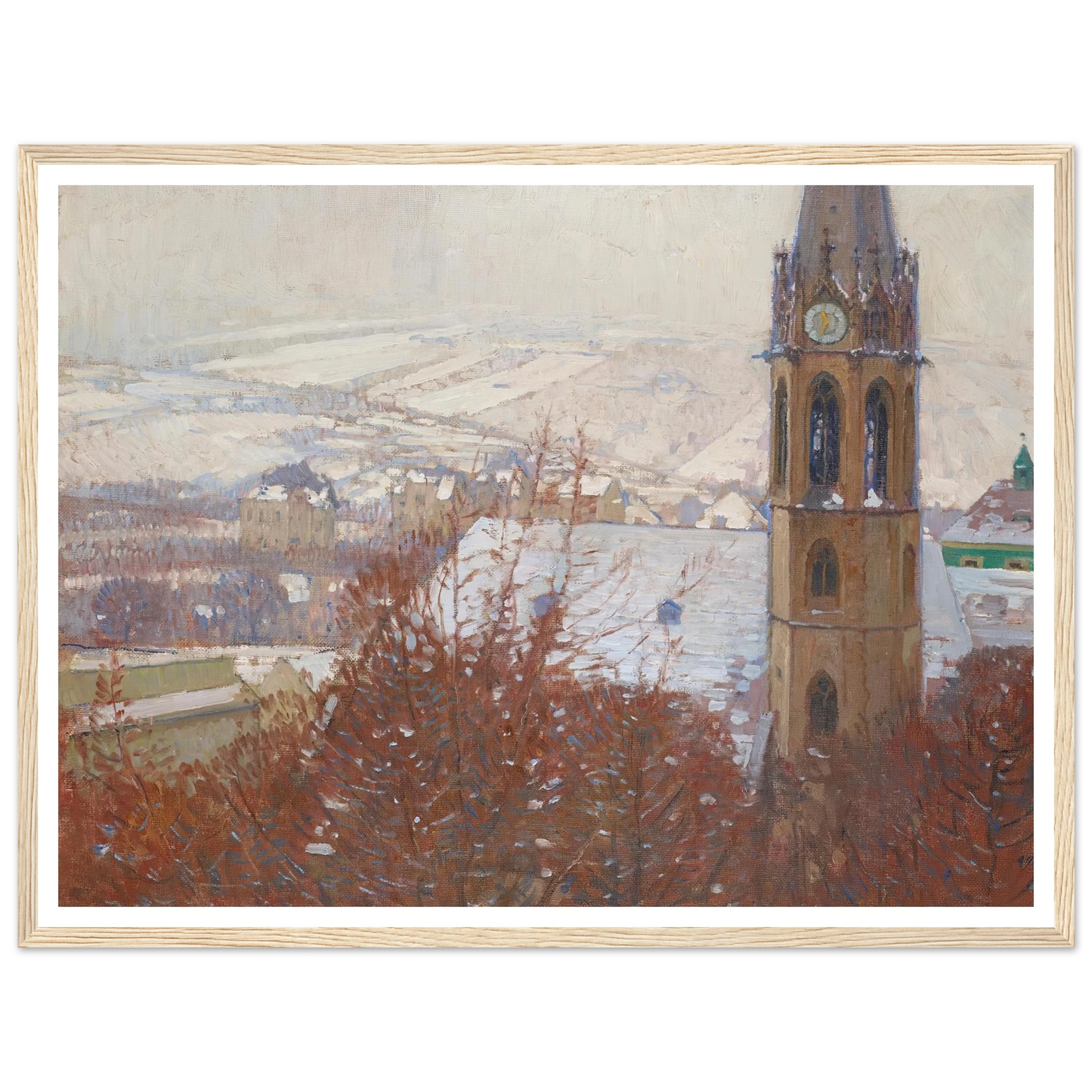 Heiligenstadt im Schnee (1904-1905) Art Print | Carl Moll - Framed Poster - 30x40 cm / 12x16″ - Black frame