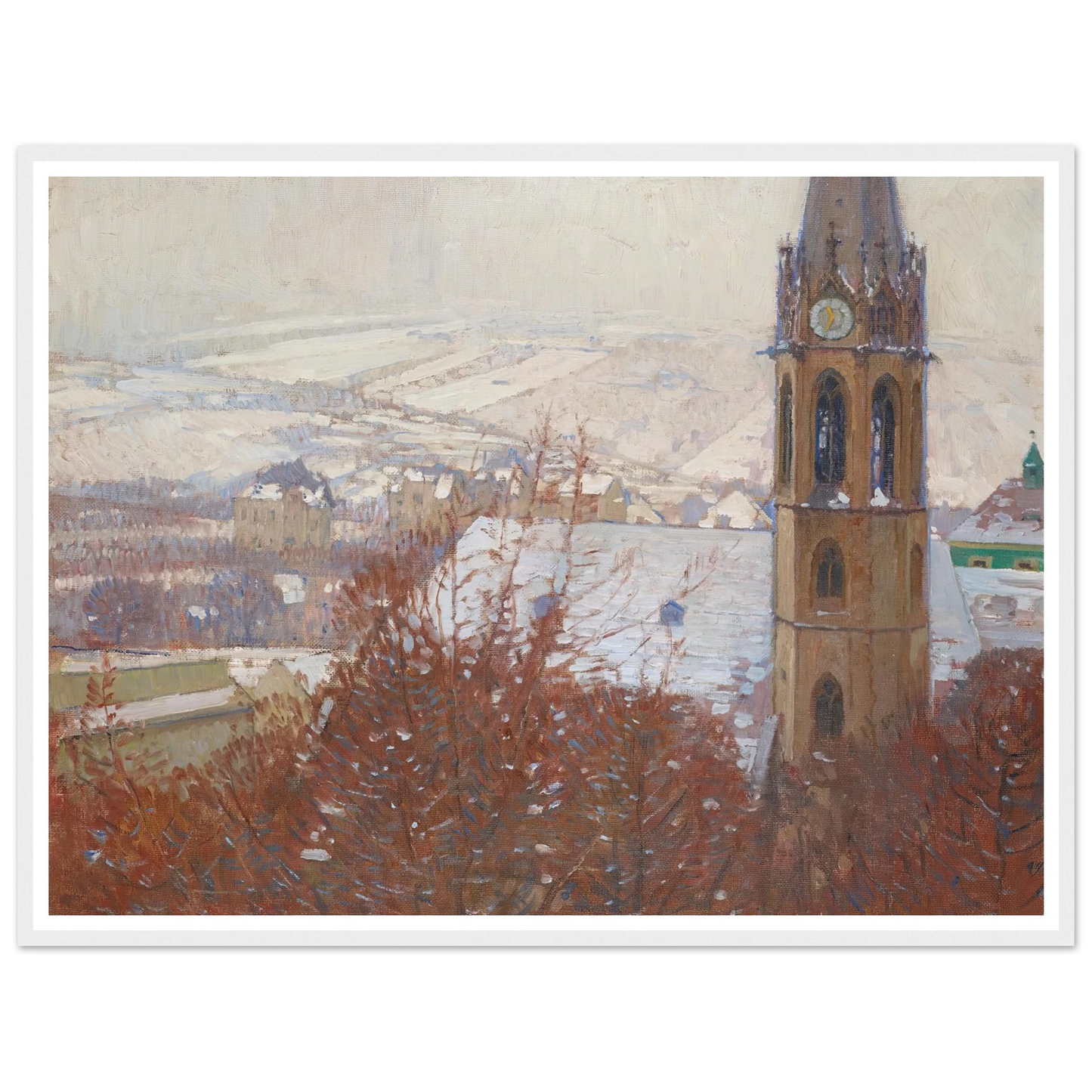 Heiligenstadt im Schnee (1904-1905) Art Print | Carl Moll - Framed Poster - 30x40 cm / 12x16″ - Black frame