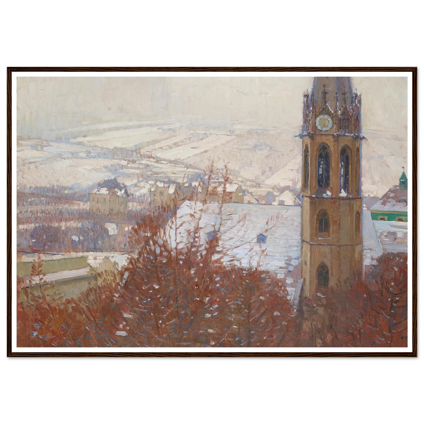 Heiligenstadt im Schnee (1904-1905) Art Print | Carl Moll - Framed Poster - 30x40 cm / 12x16″ - Black frame