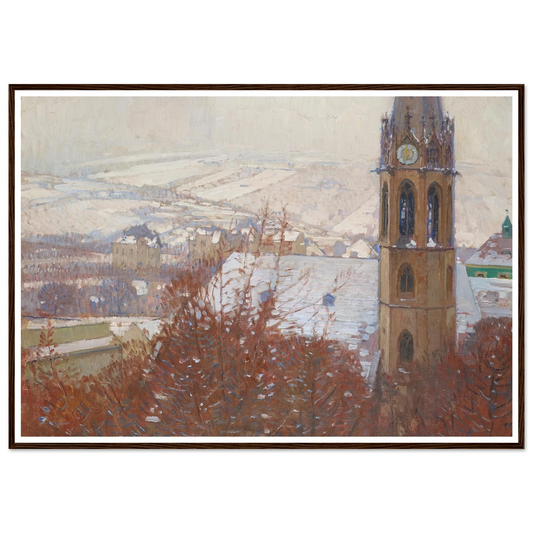 Heiligenstadt im Schnee (1904-1905) Art Print | Carl Moll - Framed Poster - 30x40 cm / 12x16″ - Black frame