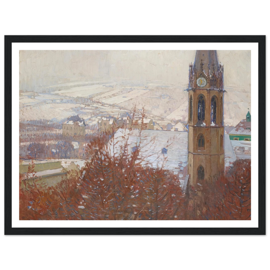 Heiligenstadt im Schnee (1904-1905) Art Print | Carl Moll - Framed Poster - 30x40 cm / 12x16″ - Black frame