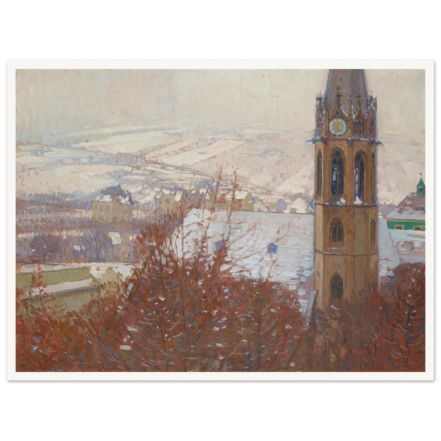 Heiligenstadt im Schnee (1904-1905) Art Print | Carl Moll - Framed Poster - 30x40 cm / 12x16″ - Black frame