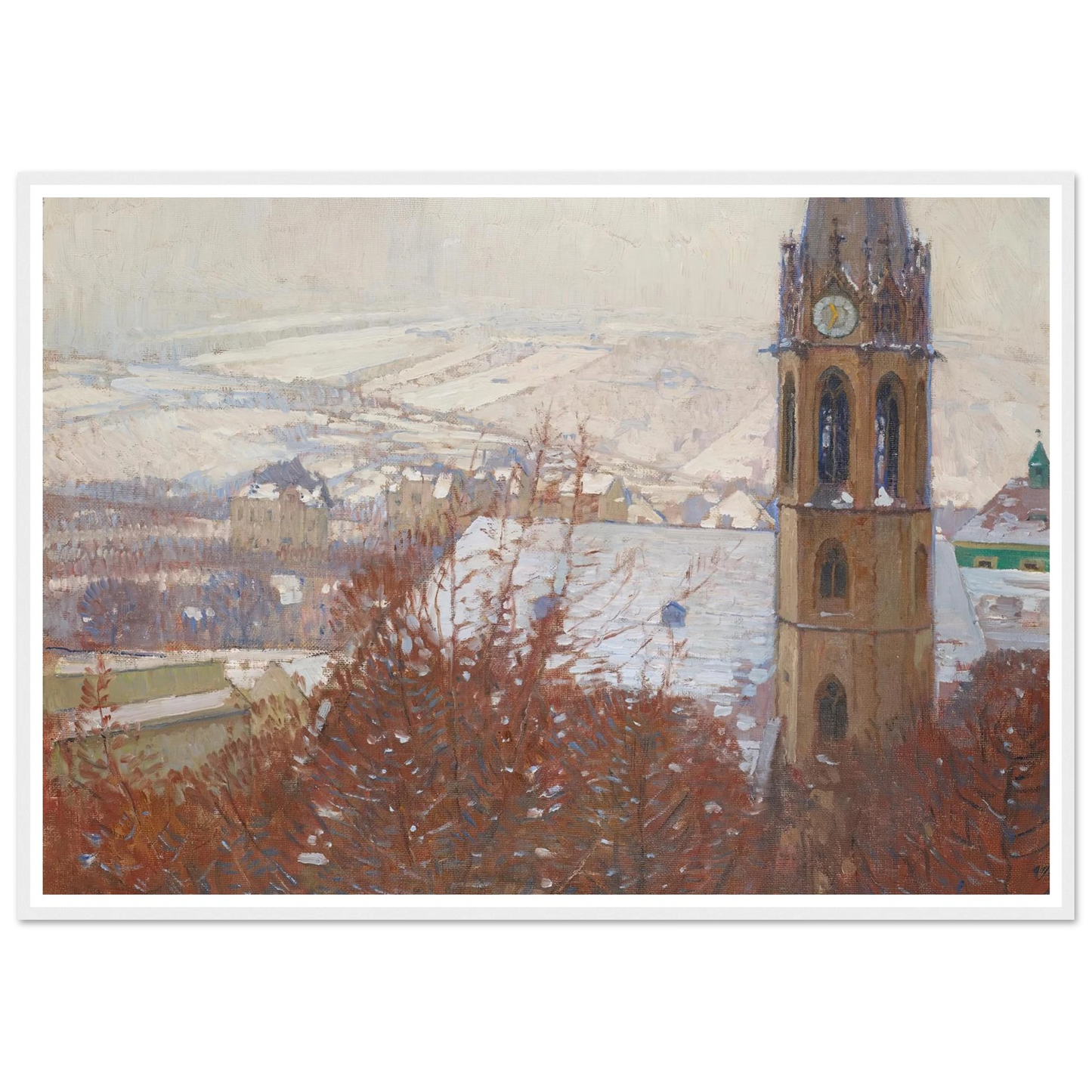 Heiligenstadt im Schnee (1904-1905) Art Print | Carl Moll - Framed Poster - 30x40 cm / 12x16″ - Black frame