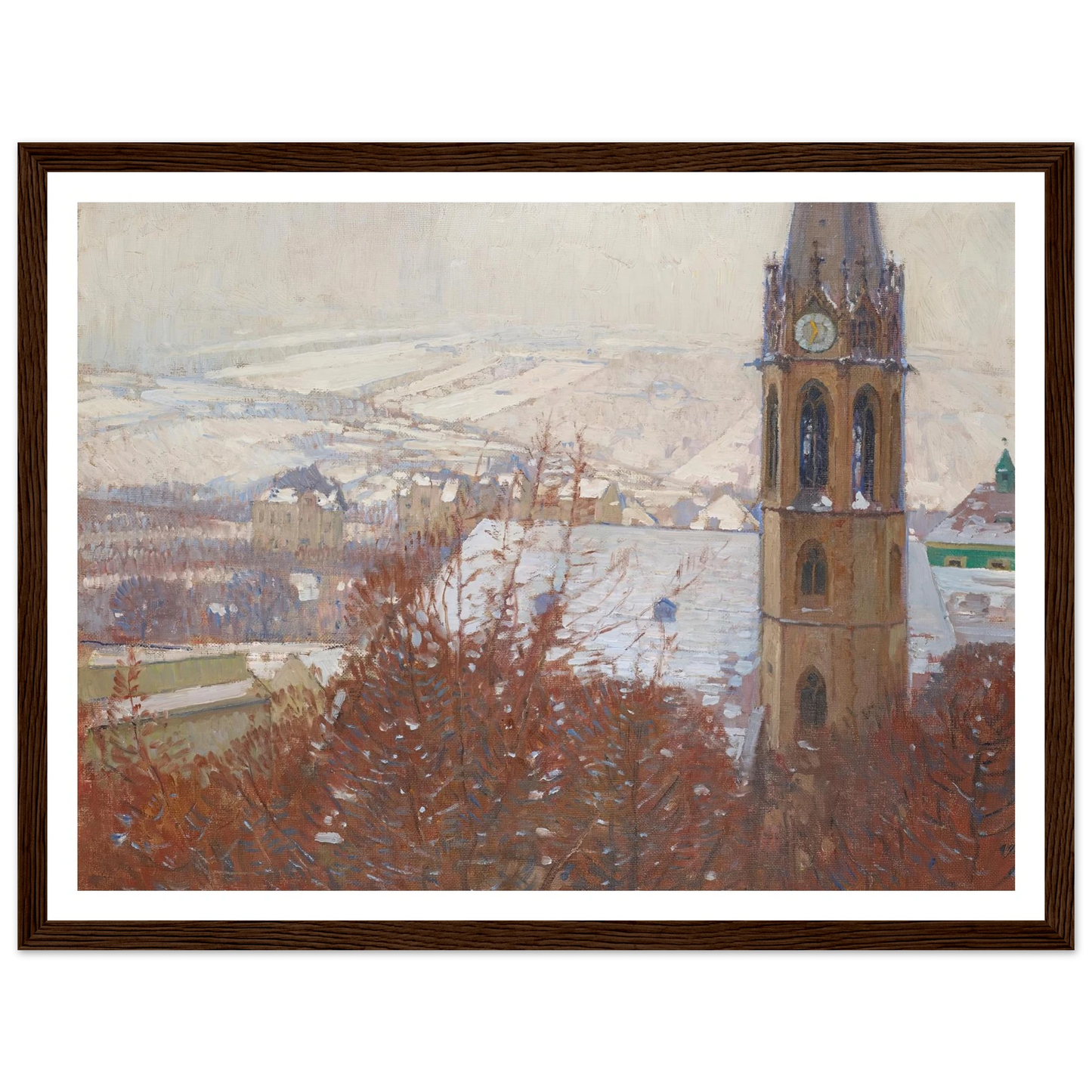 Heiligenstadt im Schnee (1904-1905) Art Print | Carl Moll - Framed Poster - 30x40 cm / 12x16″ - Black frame