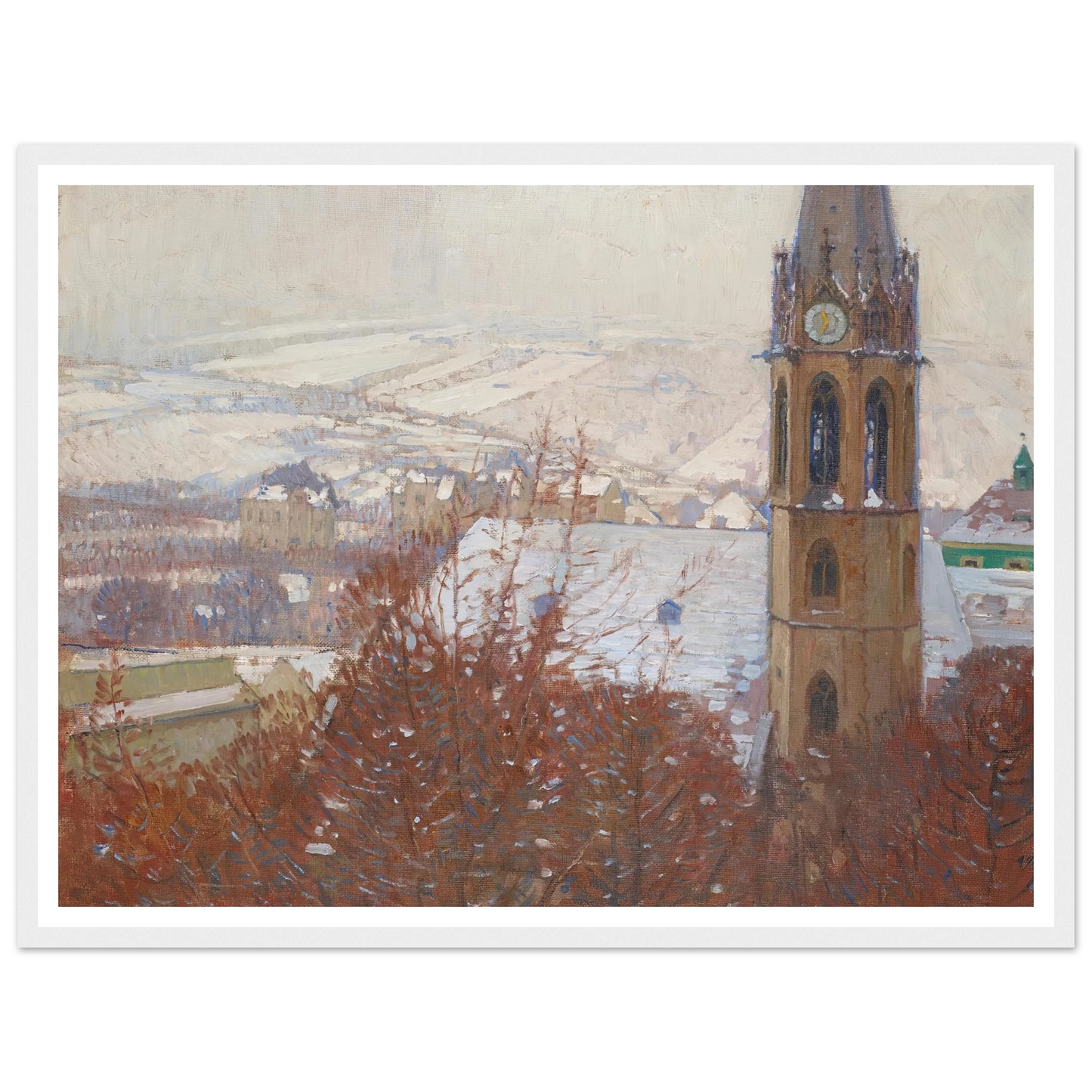 Heiligenstadt im Schnee (1904-1905) Art Print | Carl Moll - Framed Poster - 30x40 cm / 12x16″ - Black frame