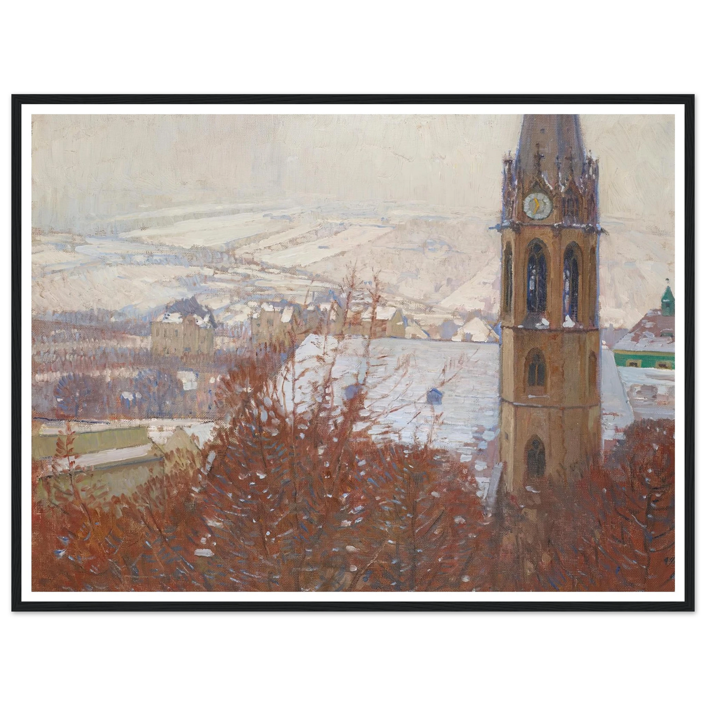 Heiligenstadt im Schnee (1904-1905) Art Print | Carl Moll - Framed Poster - 30x40 cm / 12x16″ - Black frame