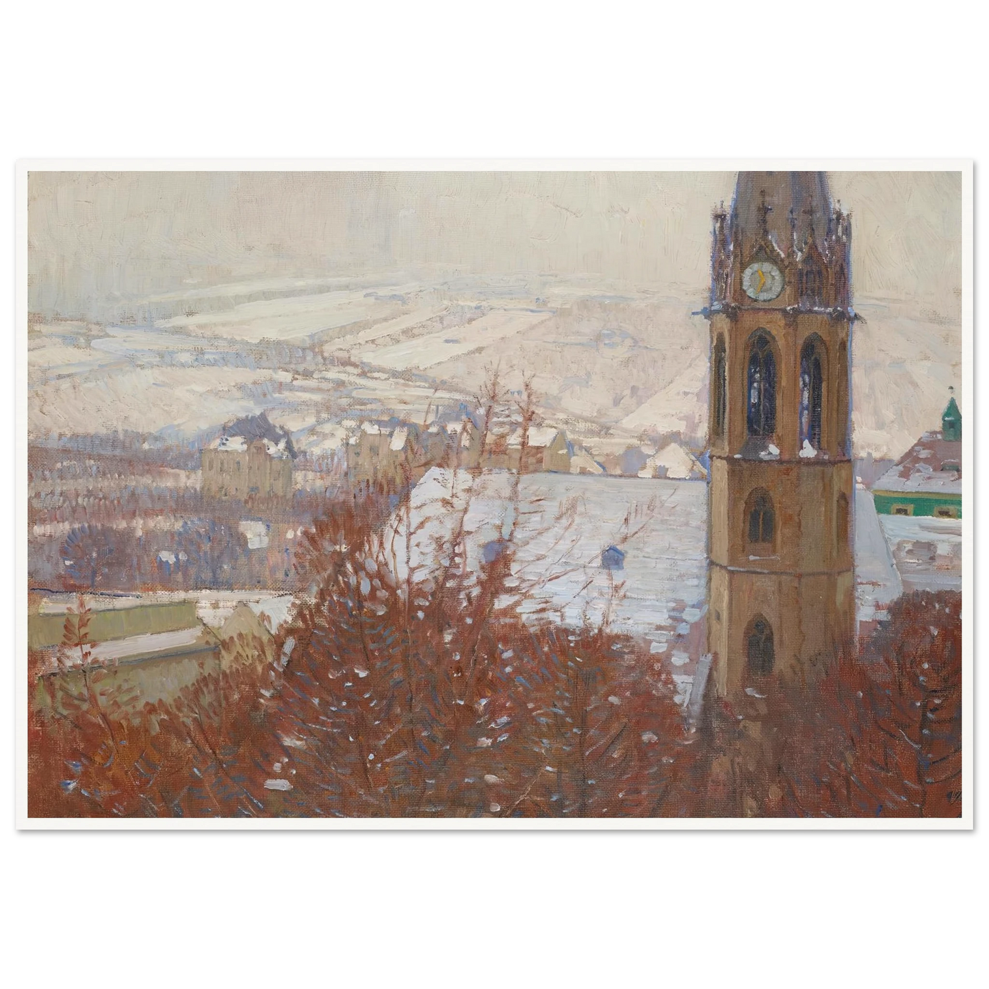 Heiligenstadt im Schnee (1904-1905) Art Print | Carl Moll - Framed Poster - 30x40 cm / 12x16″ - Black frame