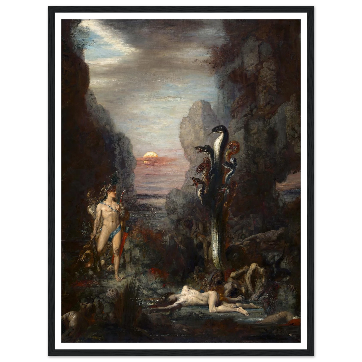 Hercules and The Lernaean Hydra (1875) Art Print | Gustave Moreau - Framed Poster - 30x40 cm / 12x16″ - Black frame