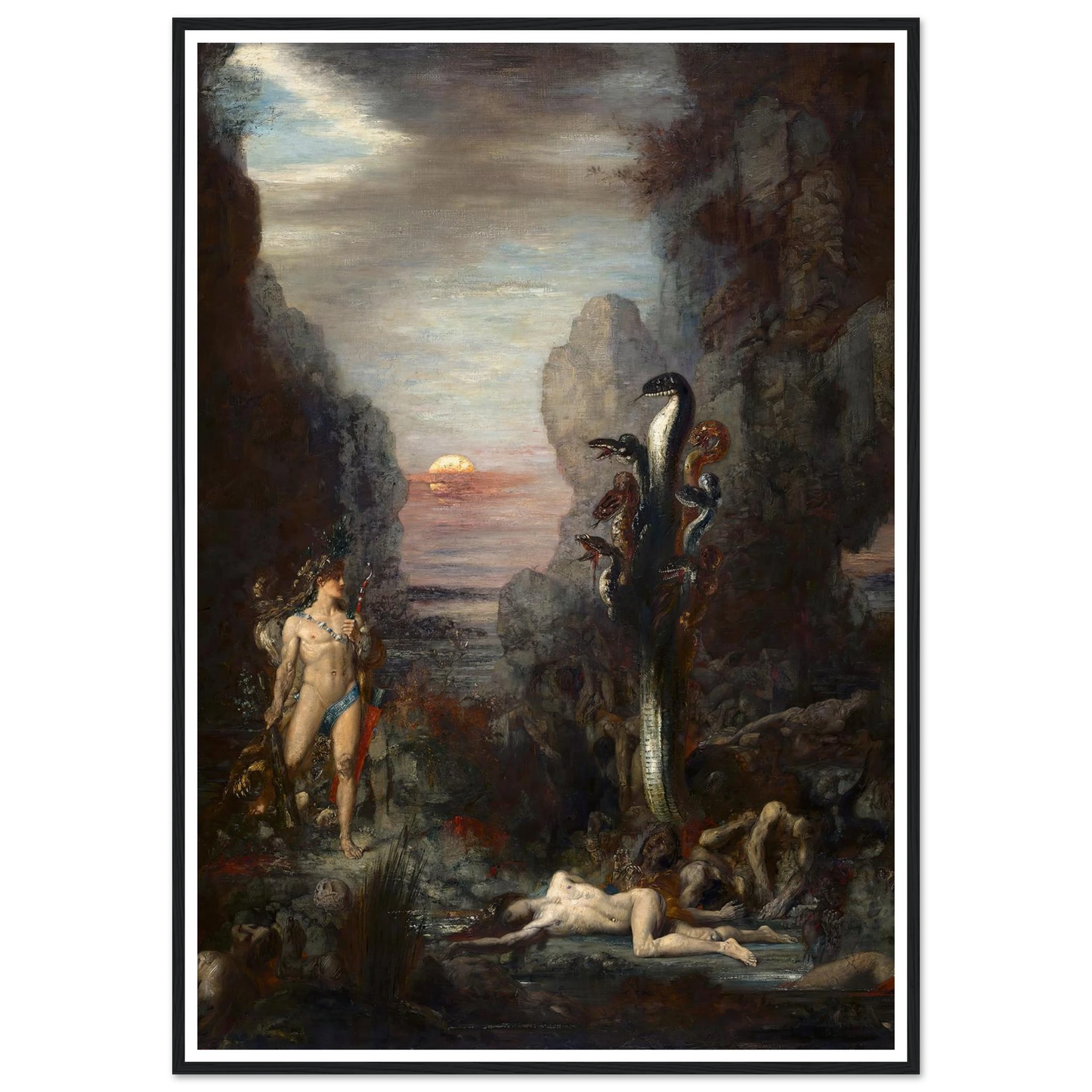 Hercules and The Lernaean Hydra (1875) Art Print | Gustave Moreau - Framed Poster - 30x40 cm / 12x16″ - Black frame