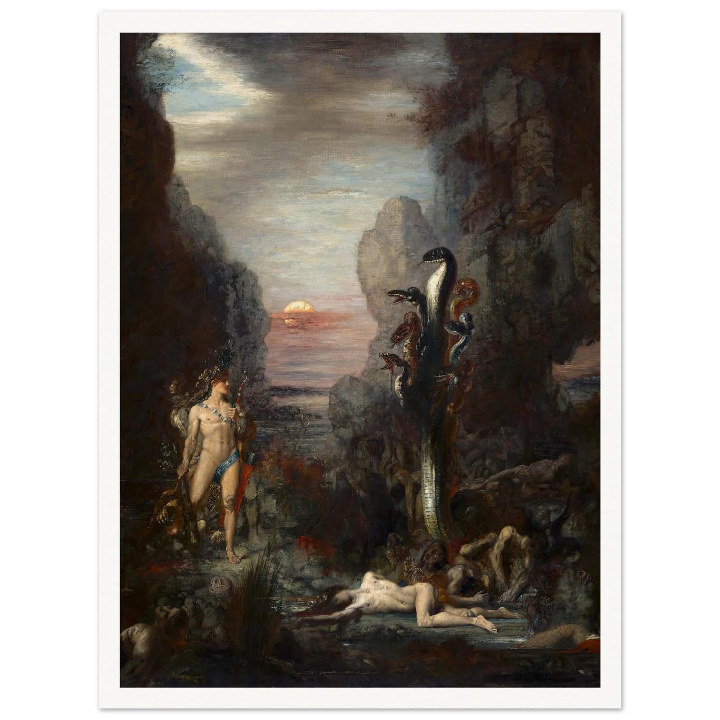 Hercules and The Lernaean Hydra (1875) Art Print | Gustave Moreau - Framed Poster - 30x40 cm / 12x16″ - Black frame