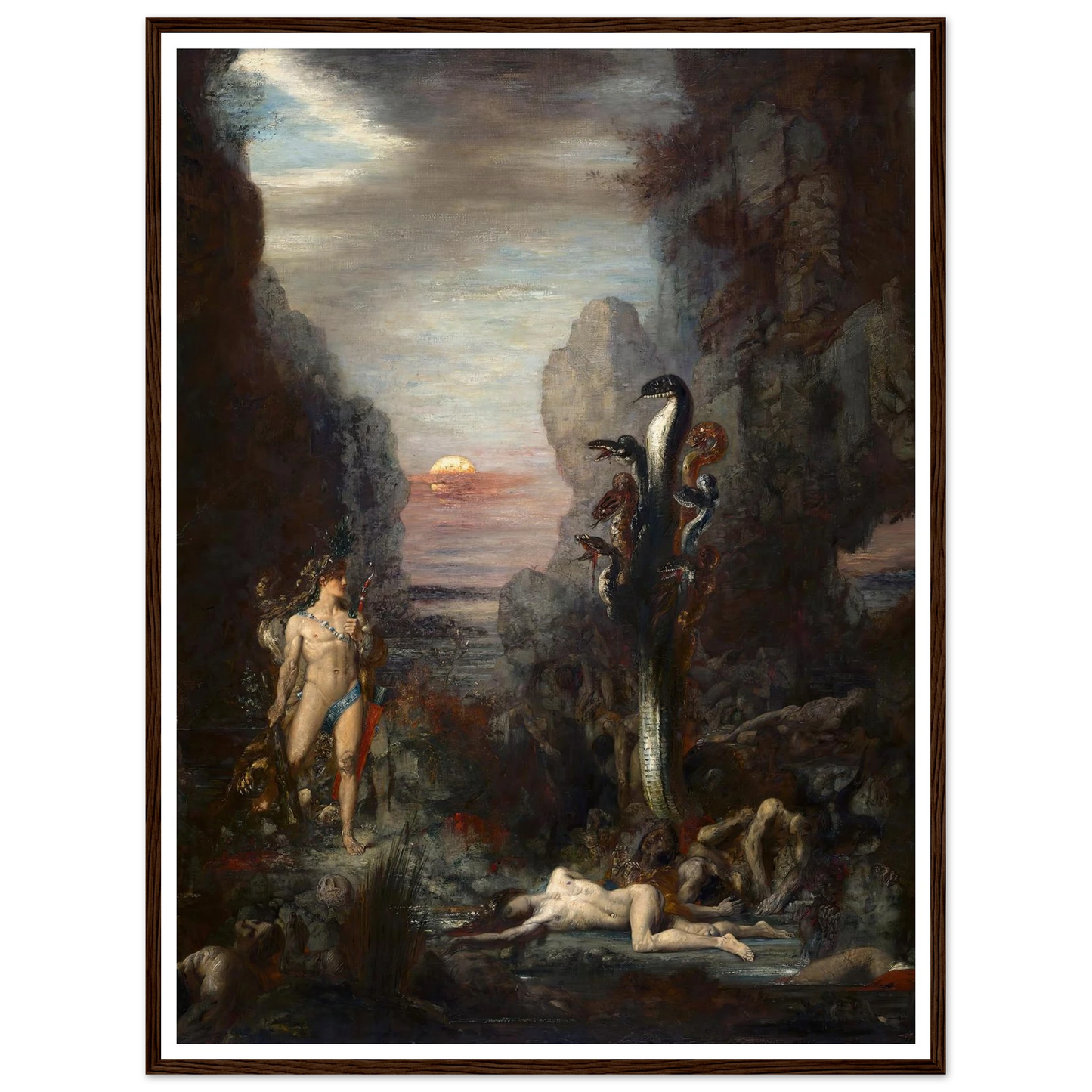 Hercules and The Lernaean Hydra (1875) Art Print | Gustave Moreau - Framed Poster - 30x40 cm / 12x16″ - Black frame