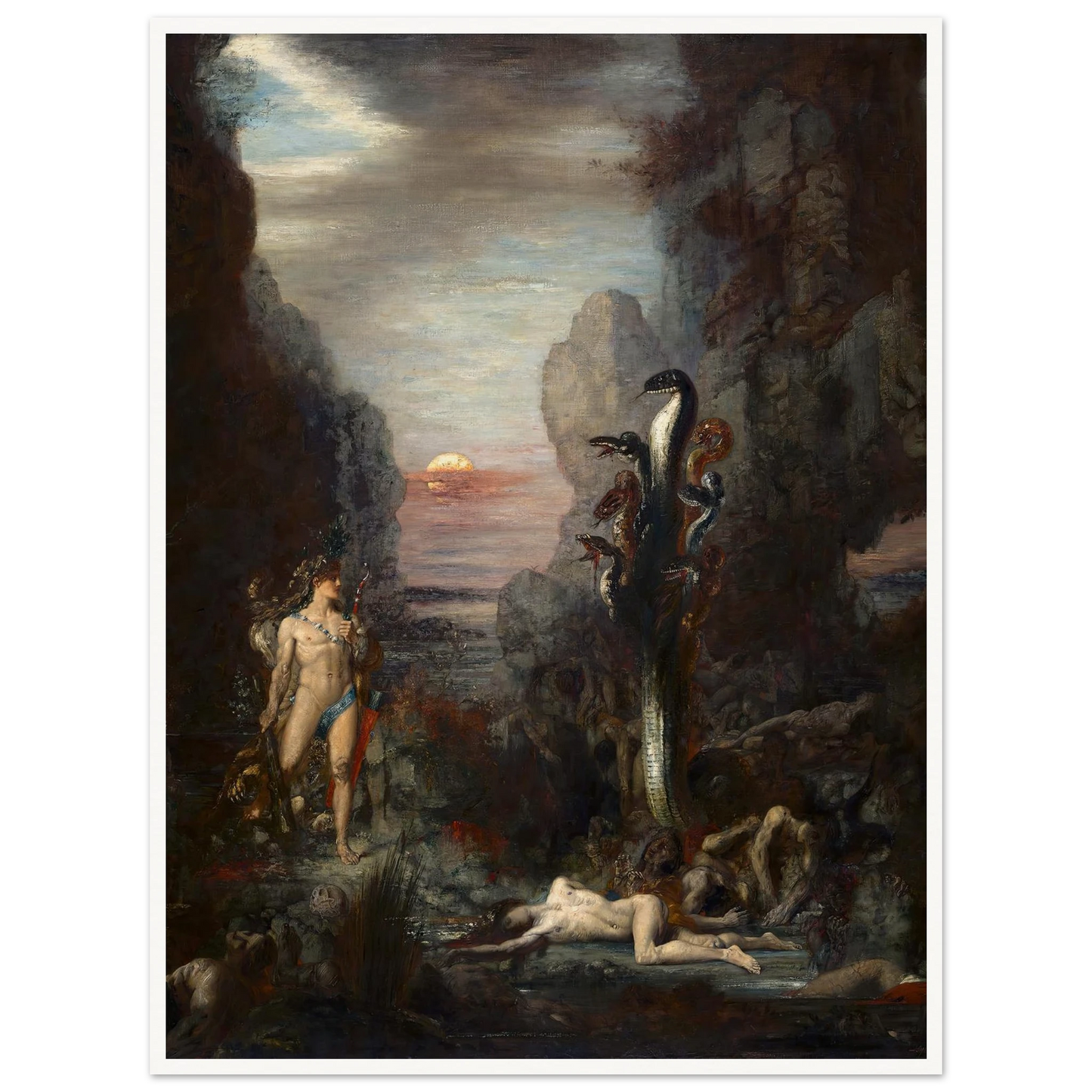 Hercules and The Lernaean Hydra (1875) Art Print | Gustave Moreau - Framed Poster - 30x40 cm / 12x16″ - Black frame