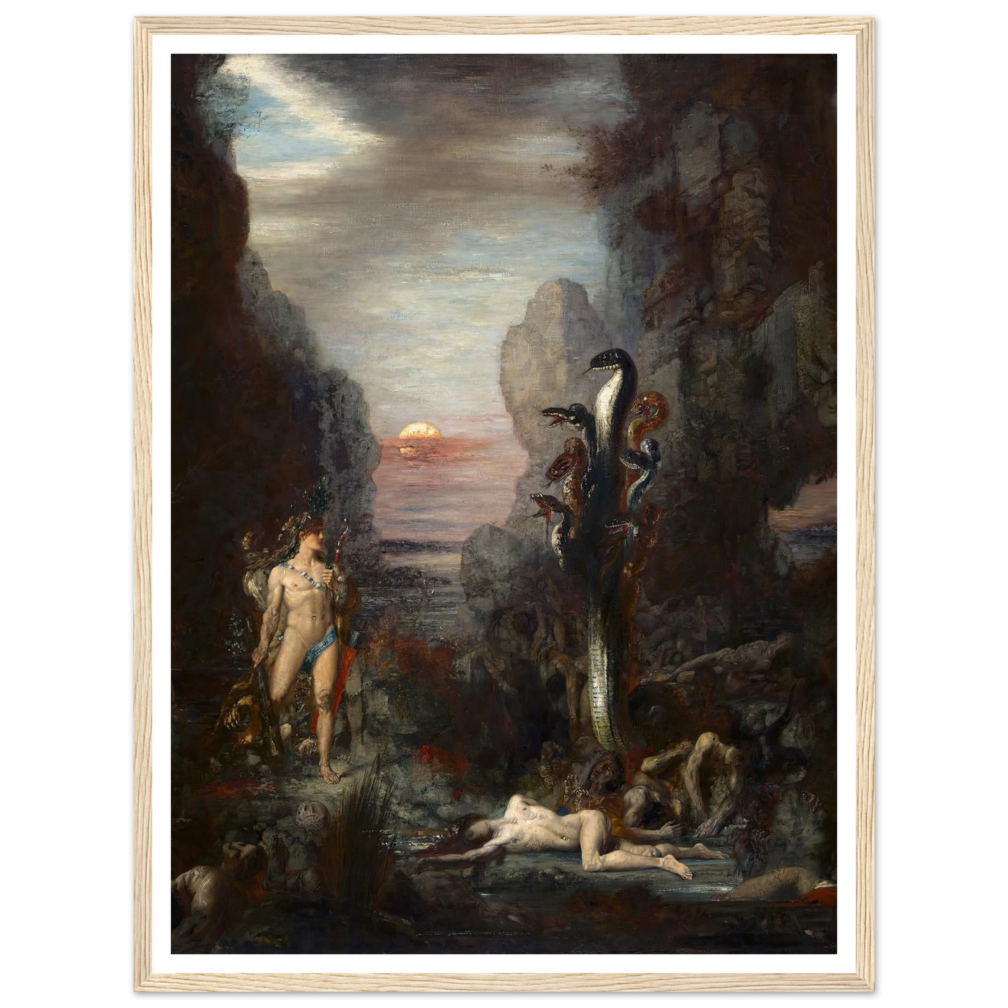 Hercules and The Lernaean Hydra (1875) Art Print | Gustave Moreau - Framed Poster - 30x40 cm / 12x16″ - Black frame