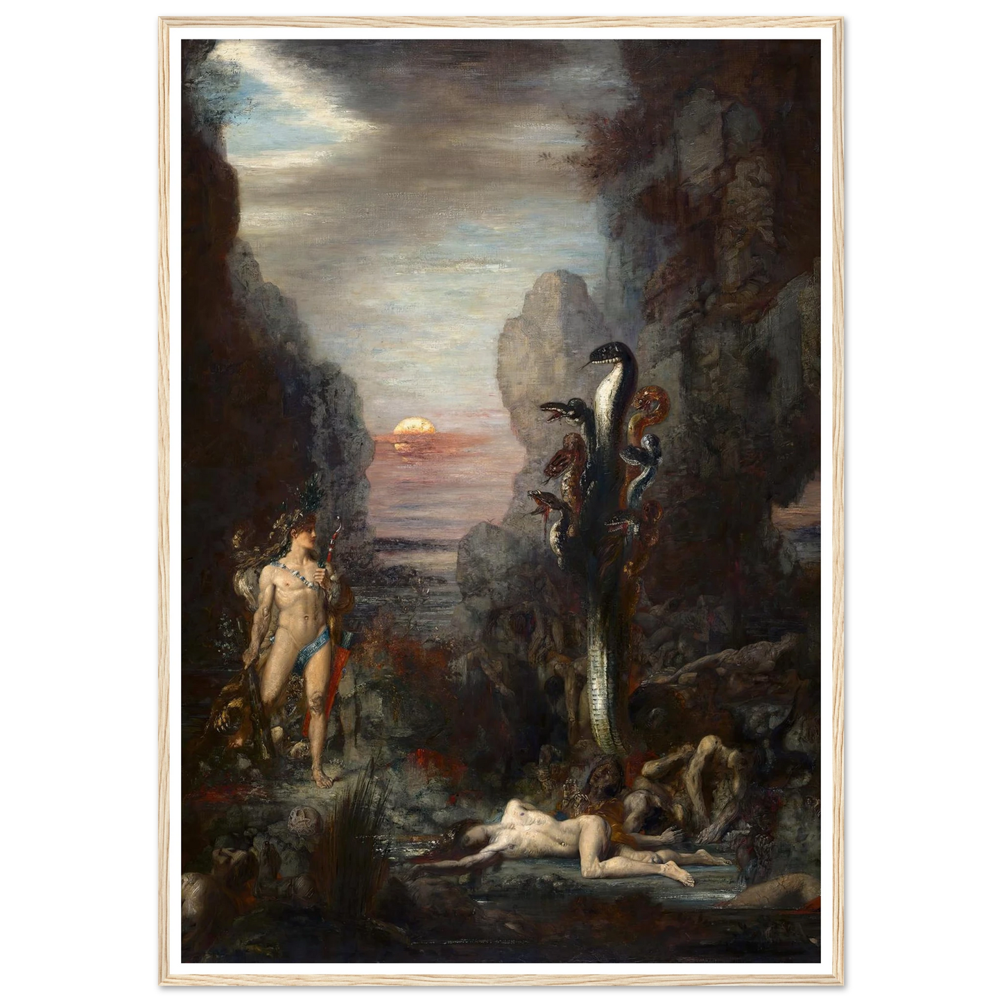 Hercules and The Lernaean Hydra (1875) Art Print | Gustave Moreau - Framed Poster - 30x40 cm / 12x16″ - Black frame