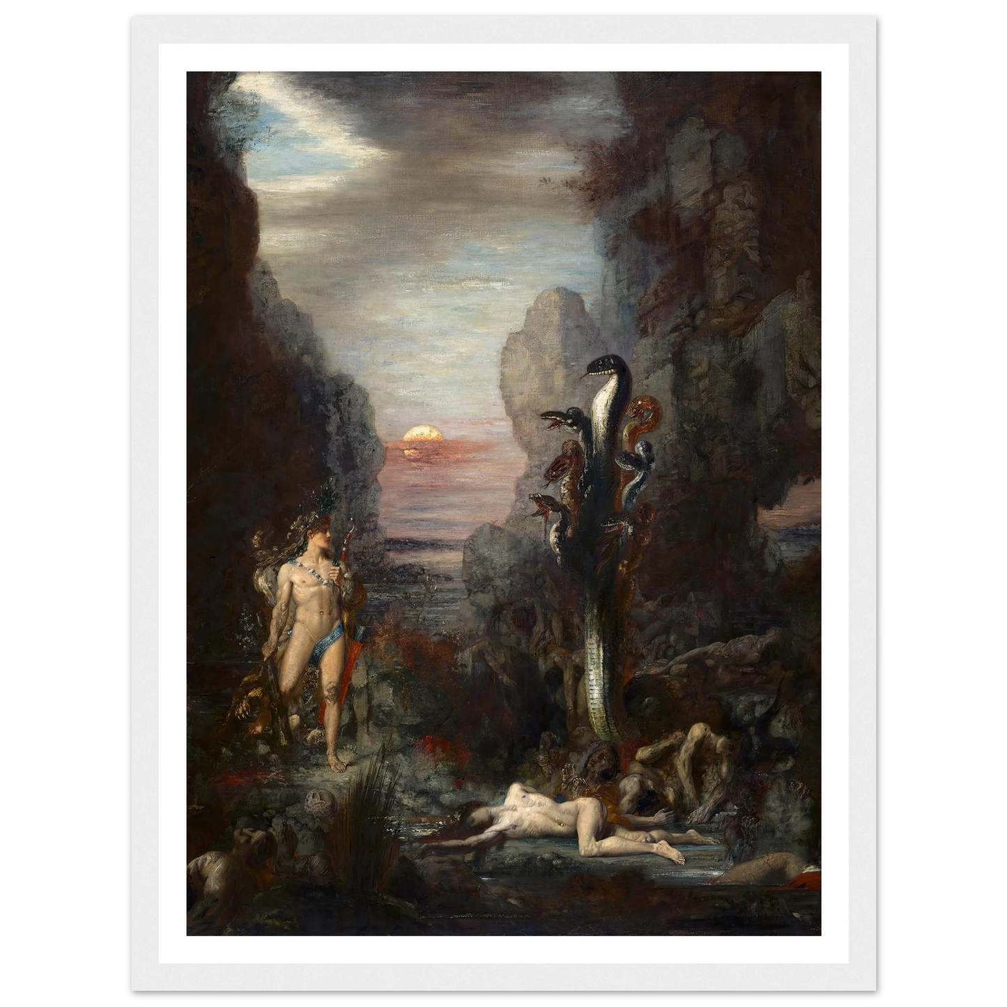 Hercules and The Lernaean Hydra (1875) Art Print | Gustave Moreau - Framed Poster - 30x40 cm / 12x16″ - Black frame