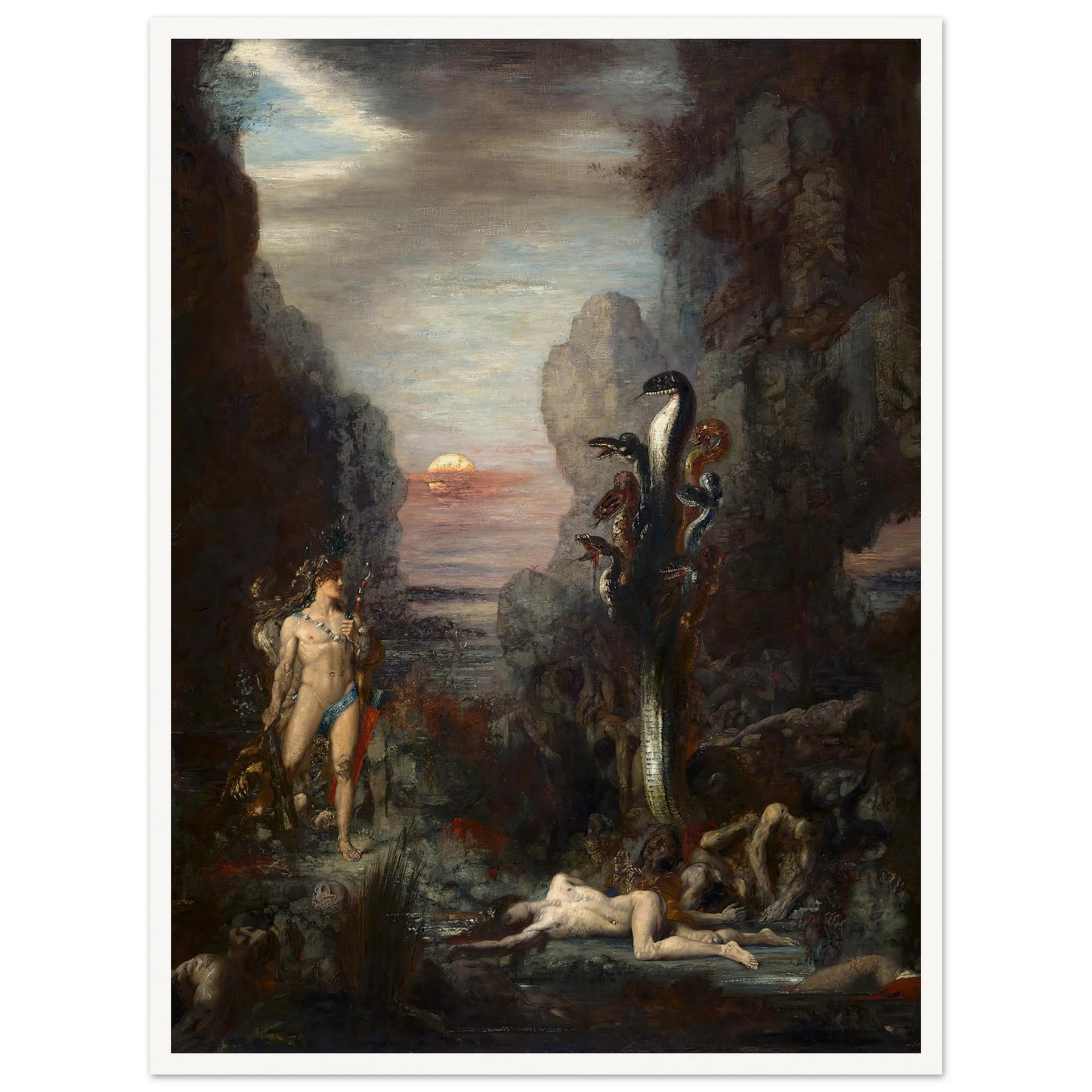 Hercules and The Lernaean Hydra (1875) Art Print | Gustave Moreau - Framed Poster - 30x40 cm / 12x16″ - Black frame