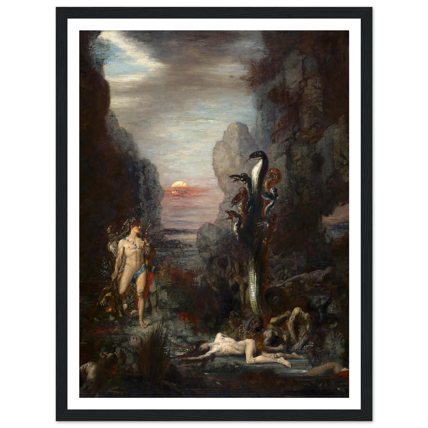 Hercules and The Lernaean Hydra (1875) Art Print | Gustave Moreau - Framed Poster - 30x40 cm / 12x16″ - Black frame