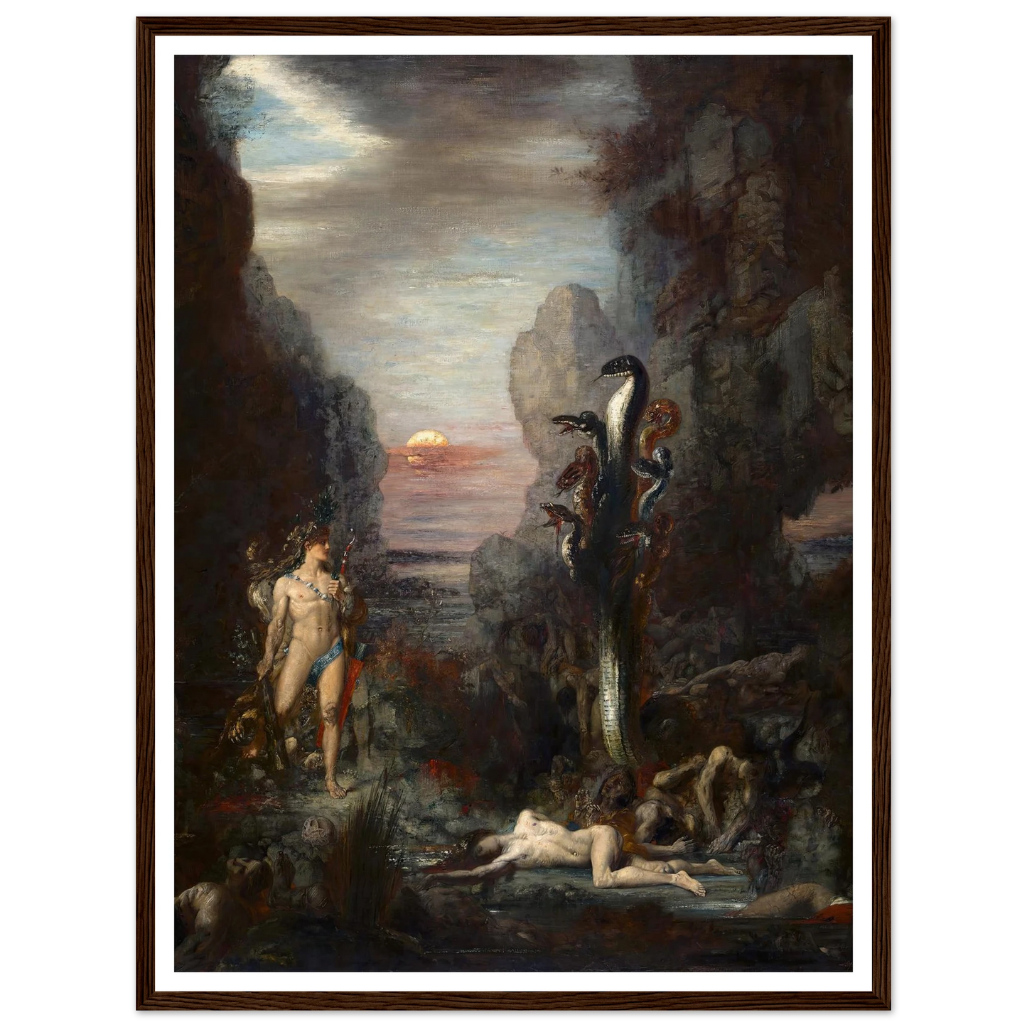 Hercules and The Lernaean Hydra (1875) Art Print | Gustave Moreau - Framed Poster - 30x40 cm / 12x16″ - Black frame