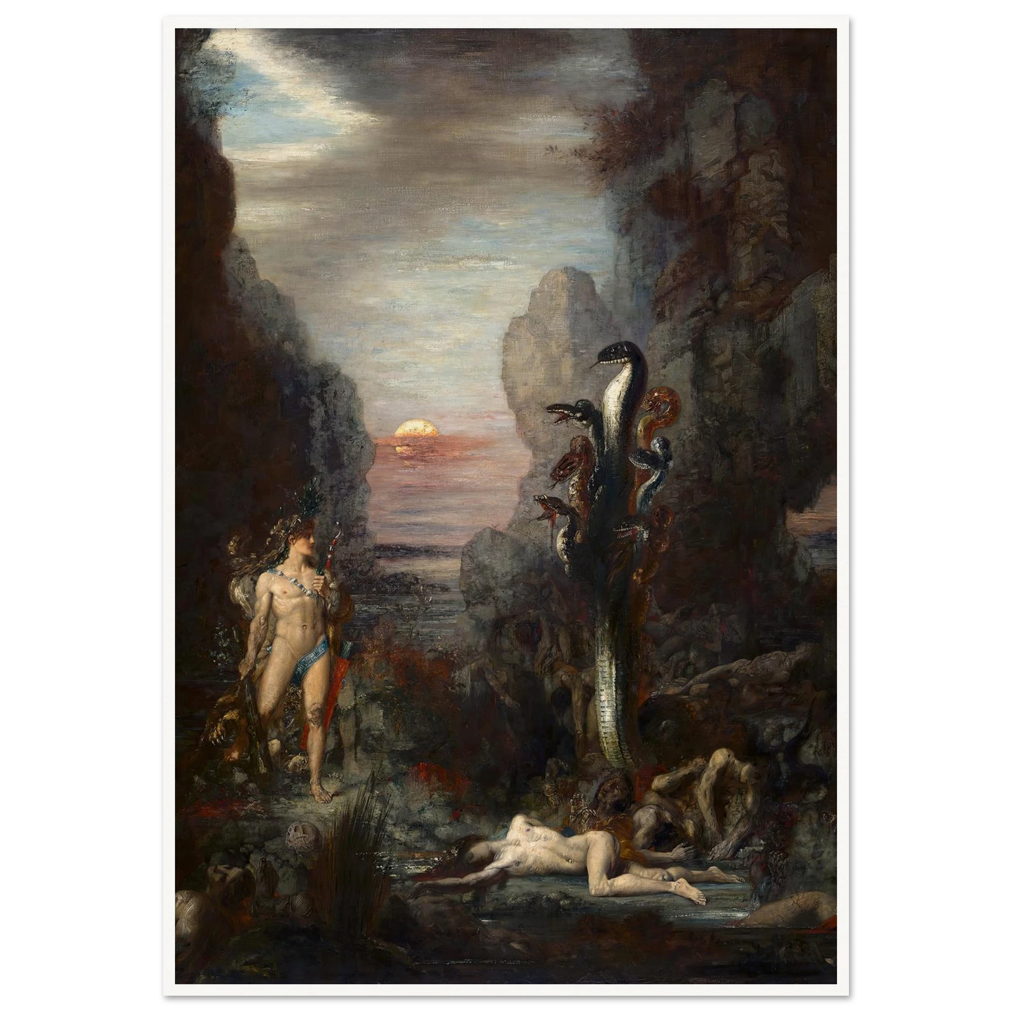Hercules and The Lernaean Hydra (1875) Art Print | Gustave Moreau - Framed Poster - 30x40 cm / 12x16″ - Black frame