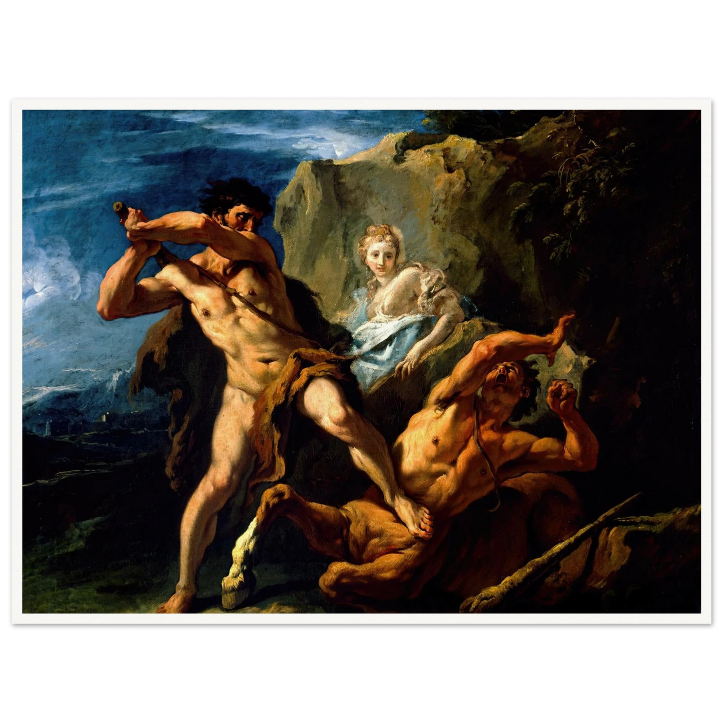 Hercules Killing the Centaur Nessus Art Print | Sebastiano Ricci - Framed Poster - 30x40 cm / 12x16″ - Black frame