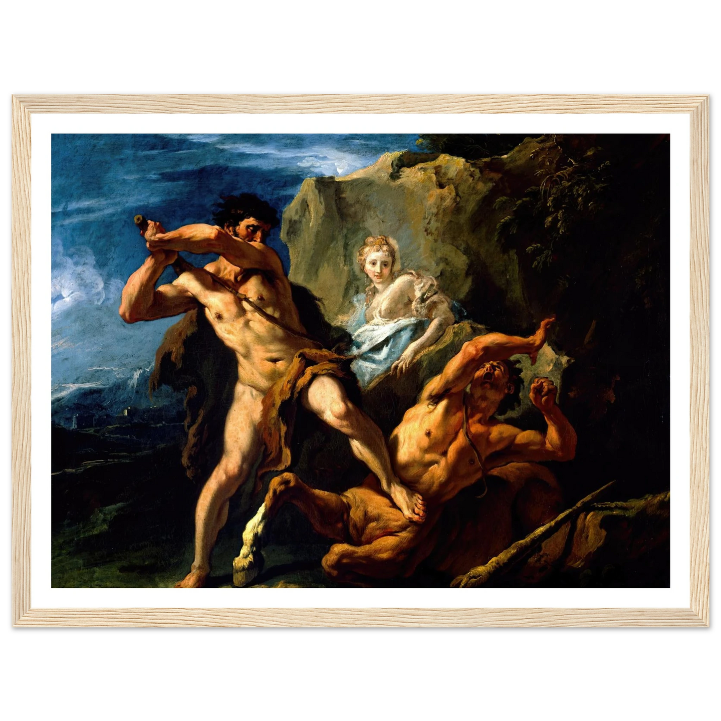 Hercules Killing the Centaur Nessus Art Print | Sebastiano Ricci - Framed Poster - 30x40 cm / 12x16″ - Black frame