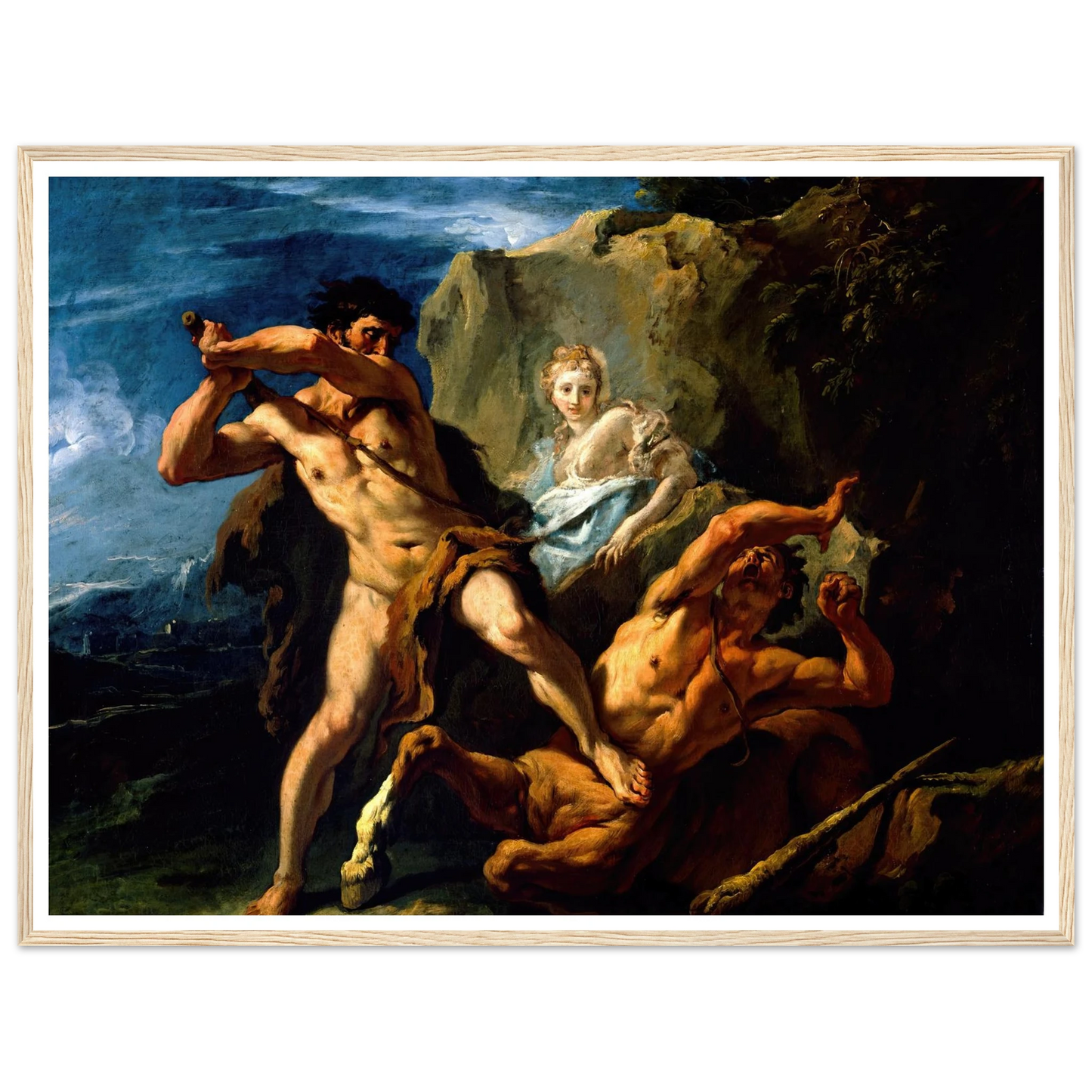 Hercules Killing the Centaur Nessus Art Print | Sebastiano Ricci - Framed Poster - 30x40 cm / 12x16″ - Black frame
