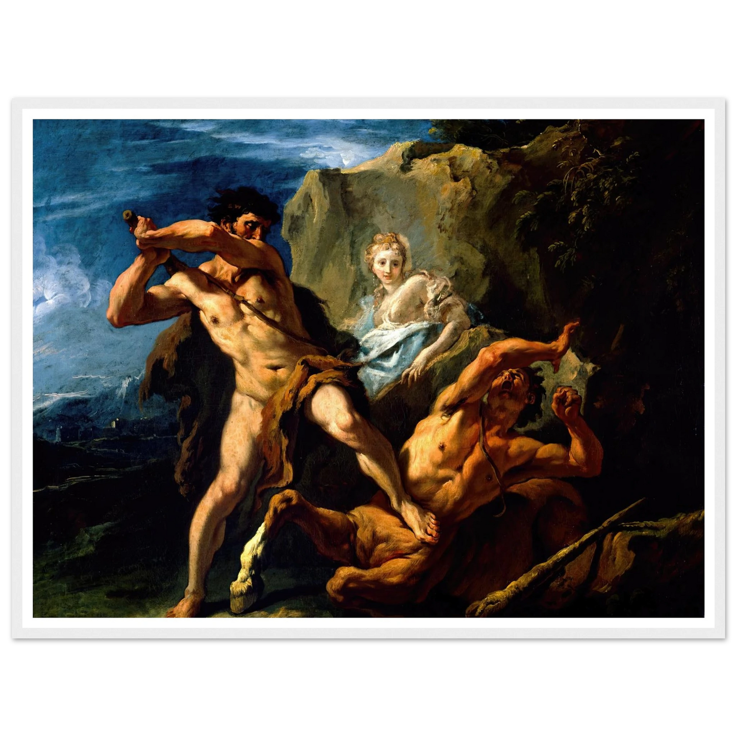 Hercules Killing the Centaur Nessus Art Print | Sebastiano Ricci - Framed Poster - 30x40 cm / 12x16″ - Black frame